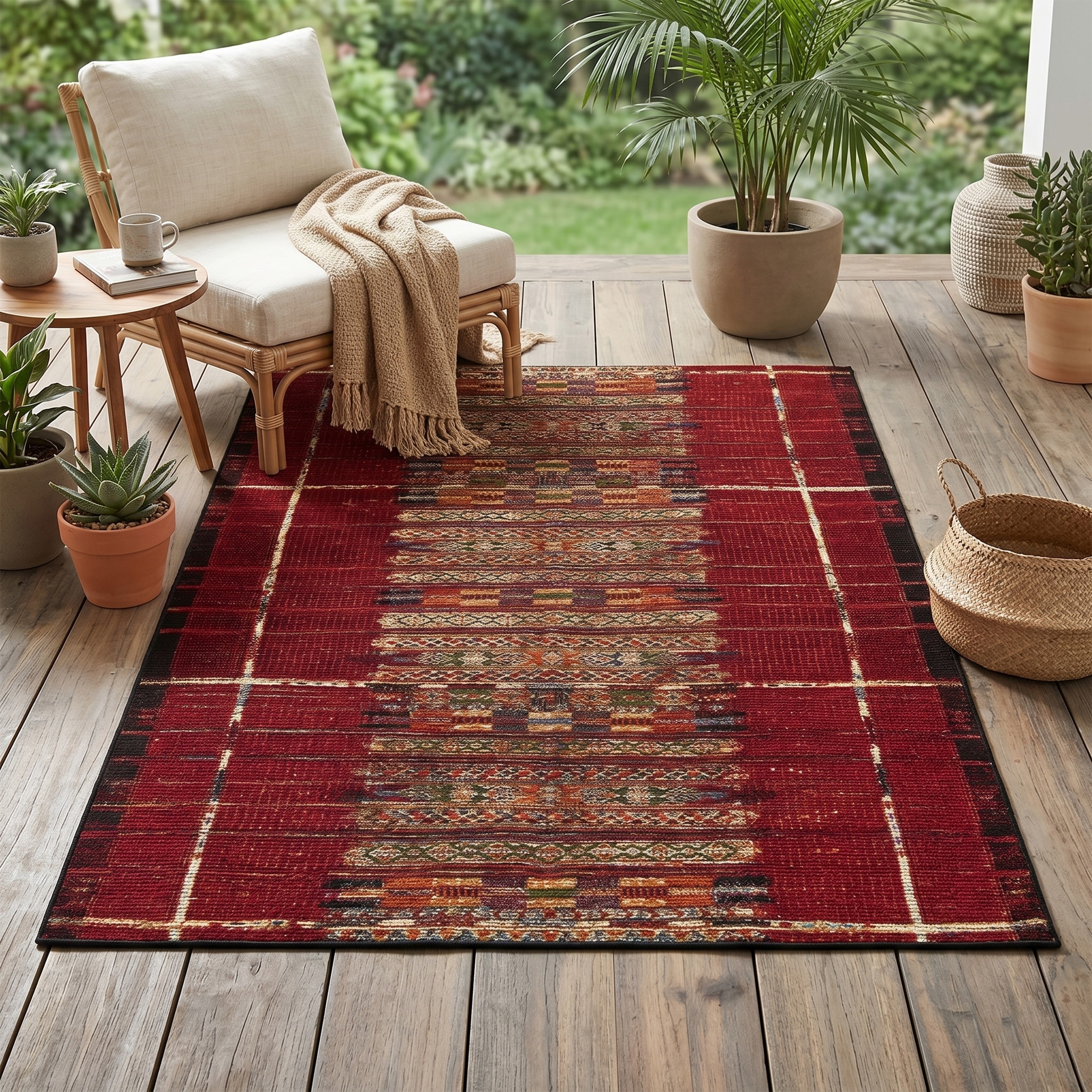 Gino Falcone "Outdoor-Africa 38" rechteckig 5 mm Höhe Flachgewebe, Ethno Style, In- und Outdoor geeignet
