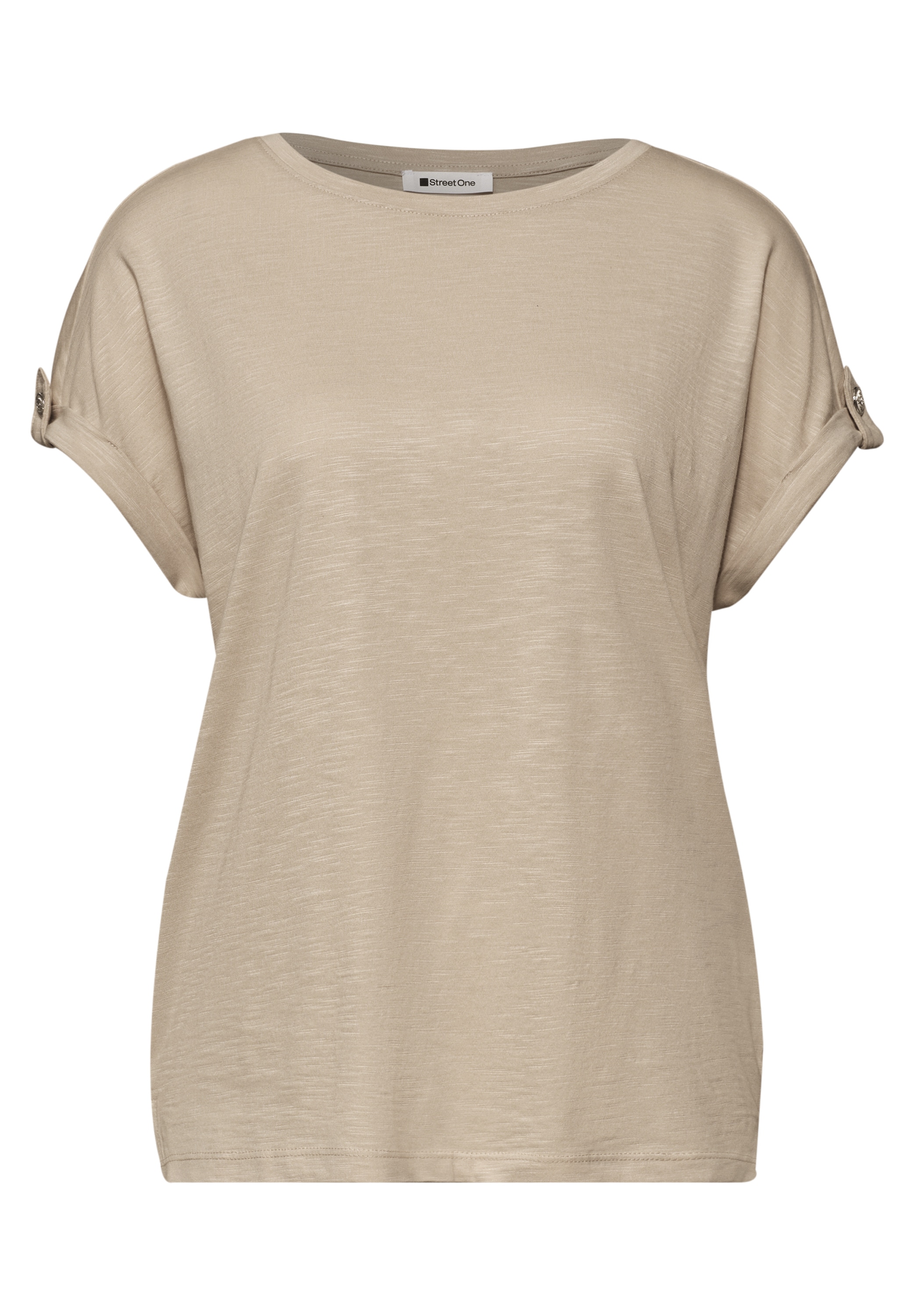 STREET ONE Shirttop Sommershirt mit Rundhals und Knopfdetails