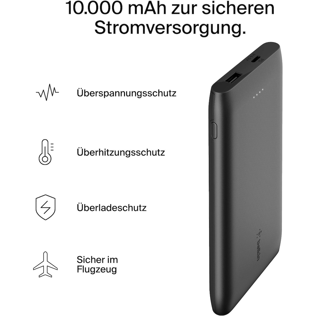 Belkin Powerbank »BOOST↑CHARGE™ USB-C PD Power Bank 10K mit USB-C Kable«, 10000 mAh