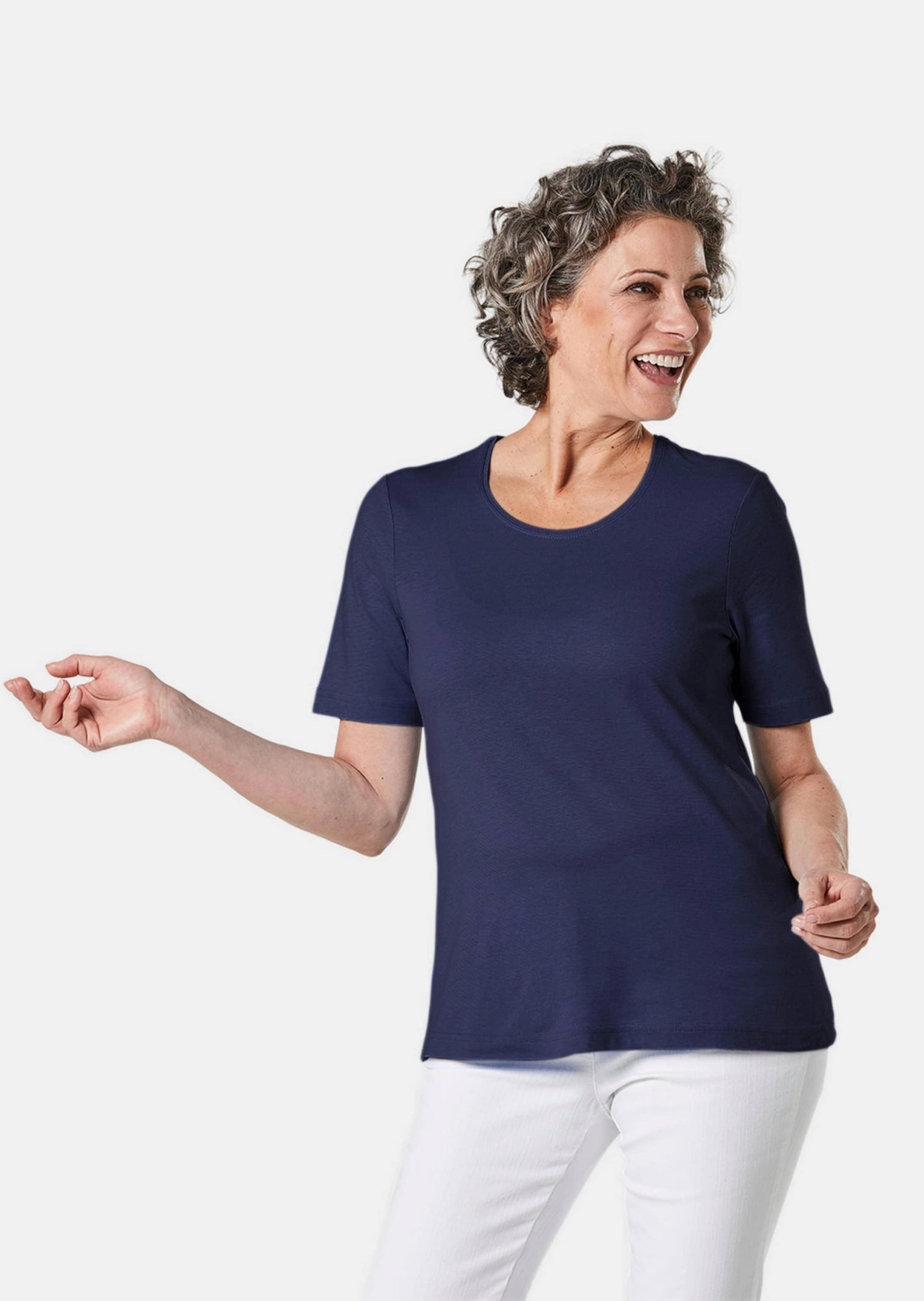 GOLDNER Langarm-Poloshirt »T-Shirt Basic T-Shirt aus reiner Baumwolle«