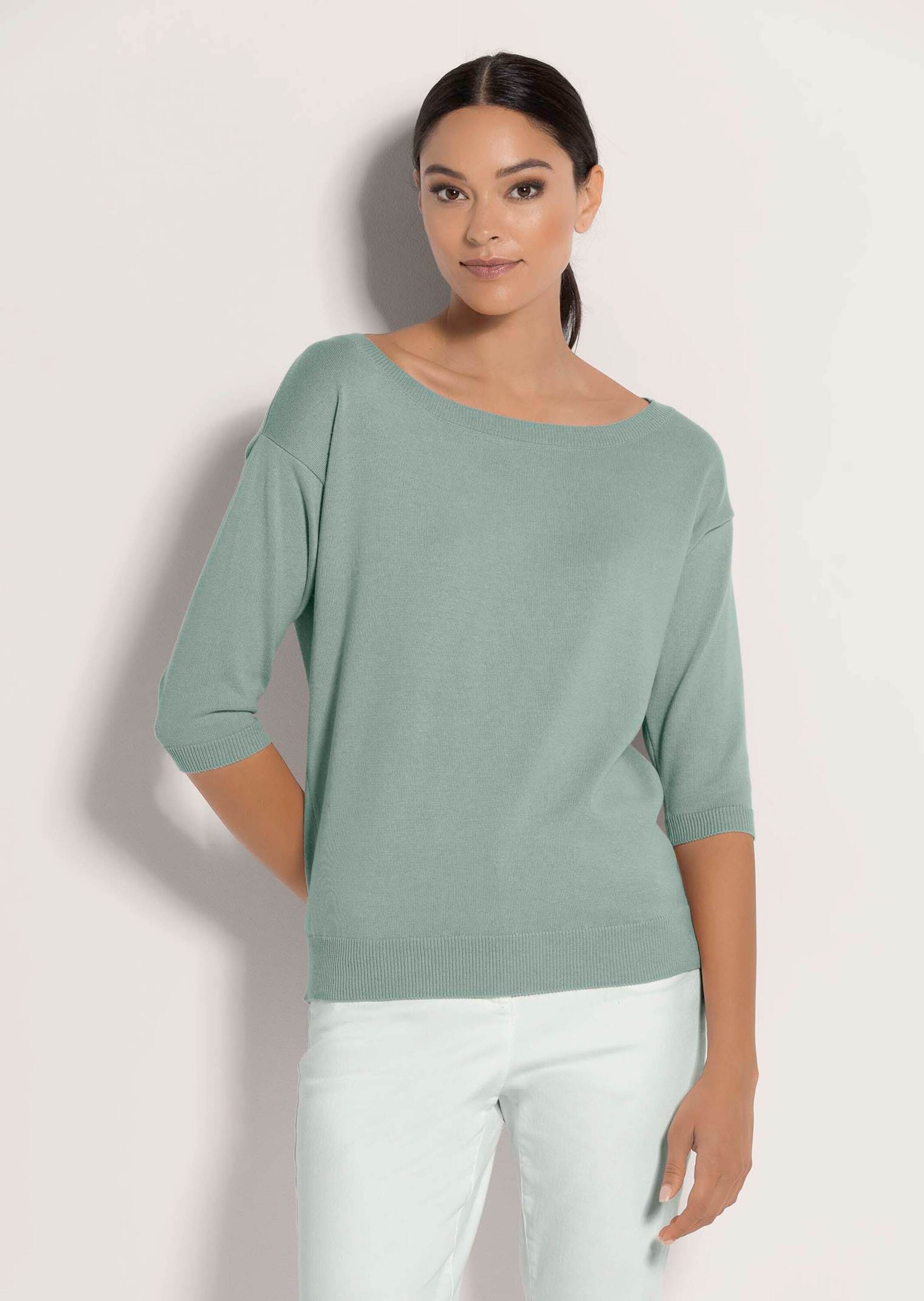 Thumbnail - MADELEINE Longpullover "Strickpullover Sommerlicher Baumwollpullover mit 3/4-Ärmeln" Legere Kurzform