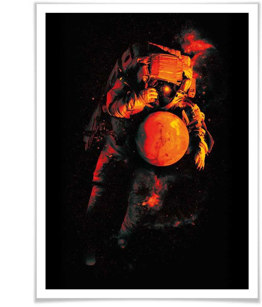 BAUR Weltall«, Mars bestellen Wandbild, Poster, Bild, Astronaut, (1 St.), »Astronaut Schwarz Poster Wandposter Wall-Art |