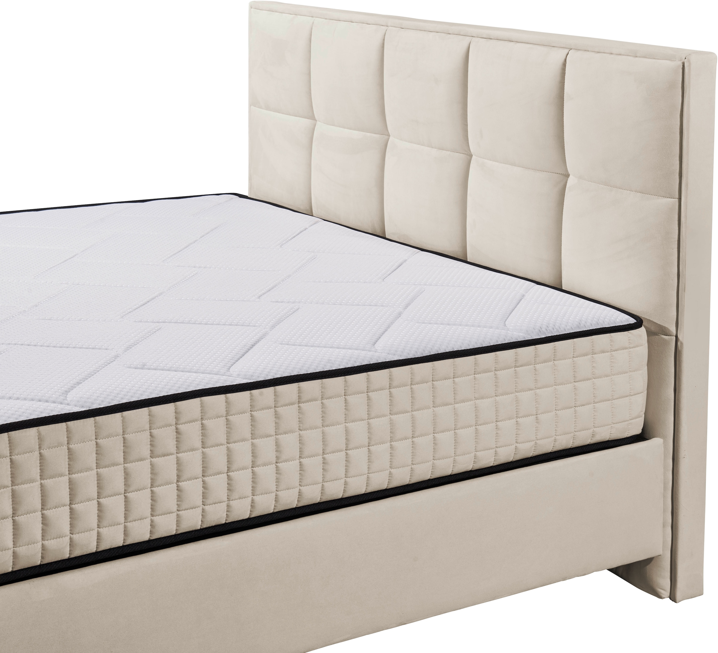 ED EXCITING DESIGN Boxbett »Monroe inkl. Bettkasten, erhältlich in den Breiten 160cm & 180cm«, Duo-Matratze - feste Seite mit Kokosmatte