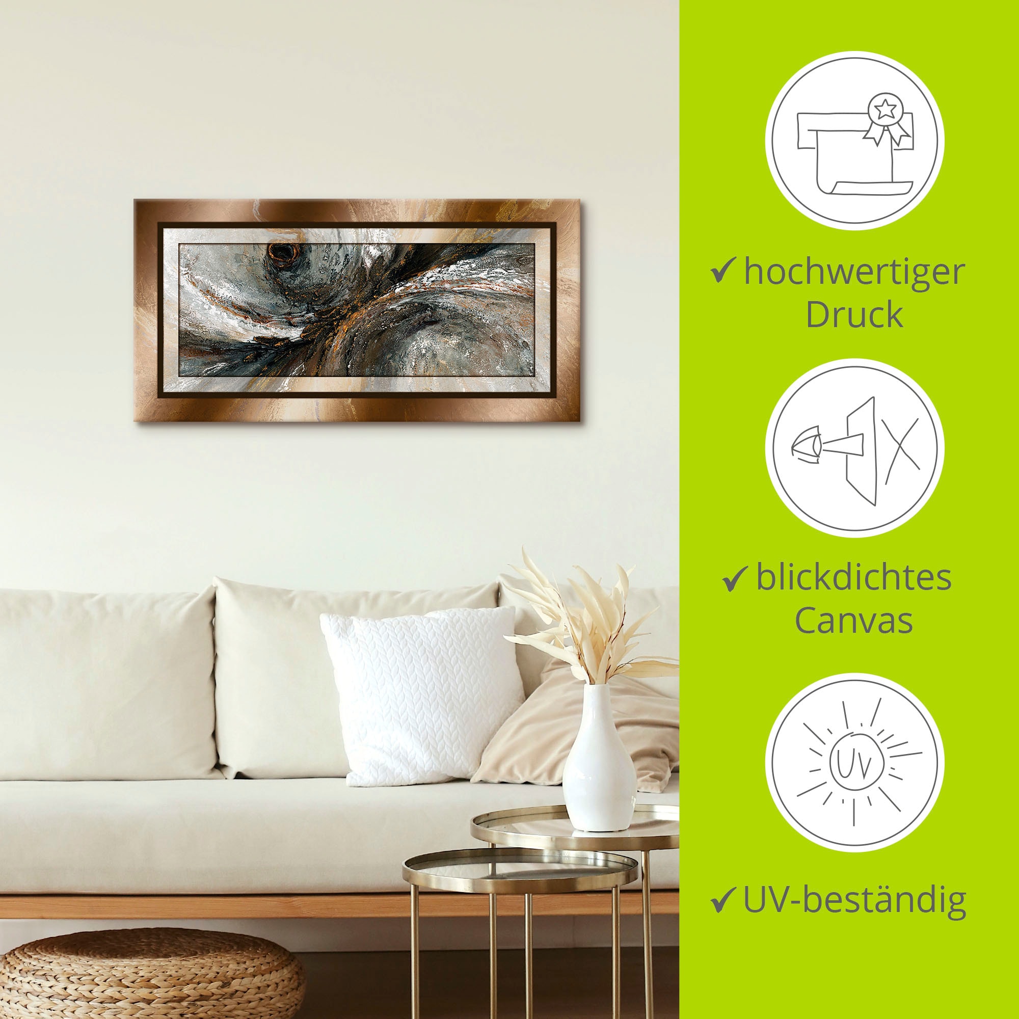 Artland Wandbild »Gold Abstrakt 2«, Gegenstandslos, (1 St.), als Alubild, Outdoorbild, Leinwandbild, Poster in verschied. Größen