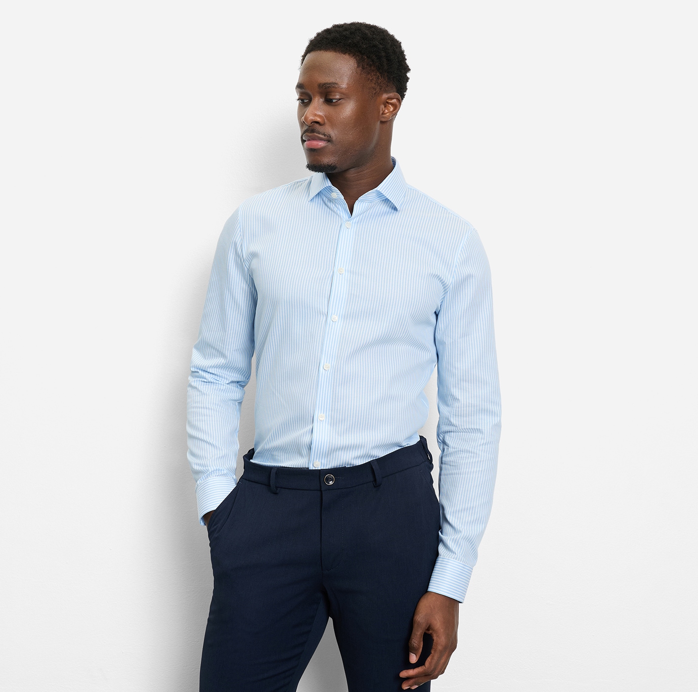 OLYMP "No 6 six" gestreift, Businesshemd, super slim fit, Royal Kentkragen