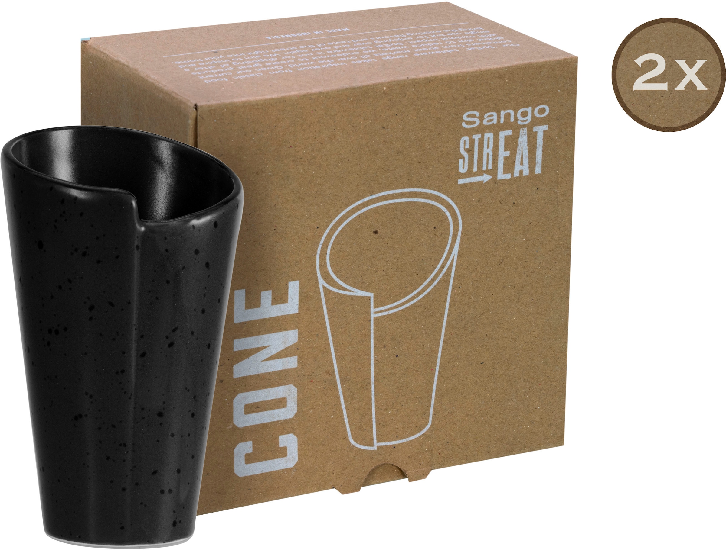 CreaTable Snackschale »Cone«, 2 tlg., aus Steinzeug, Servierschale, Dipschale, Topaktueller „Streat Food“ Trend