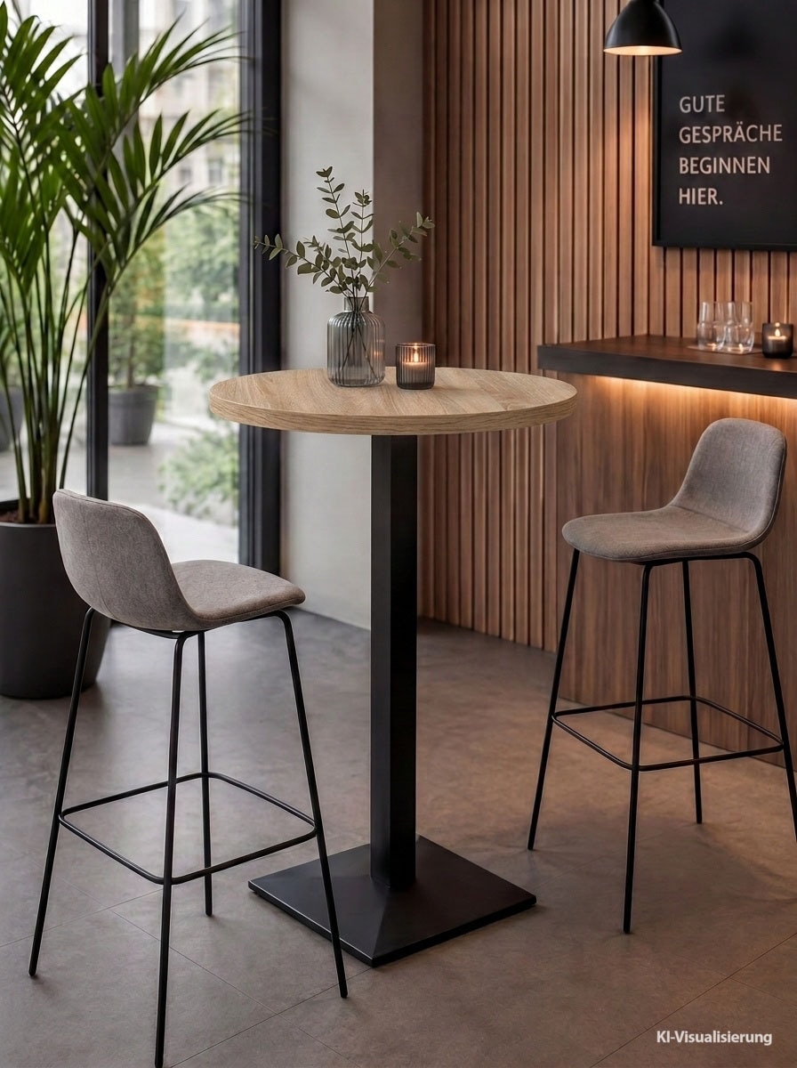 Mäusbacher "Big Bistro Metall" Quadrat-Säulengestell, runde Platte Ø 70 cm x H 105 cm