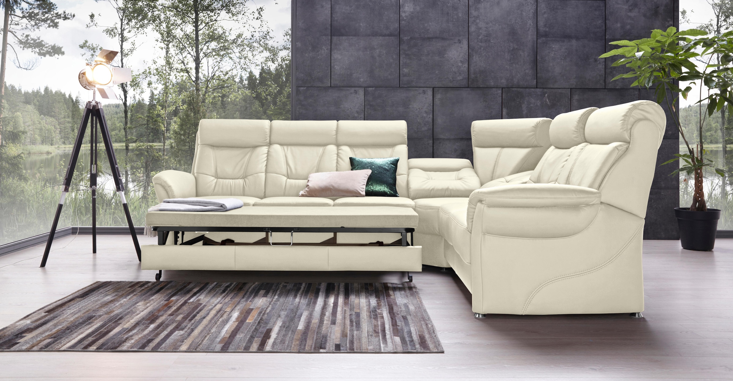 Places of Style Ecksofa »Sardinien L-Form«, mit Kopfteilverstellung, wahlweise mit Bettfunktion