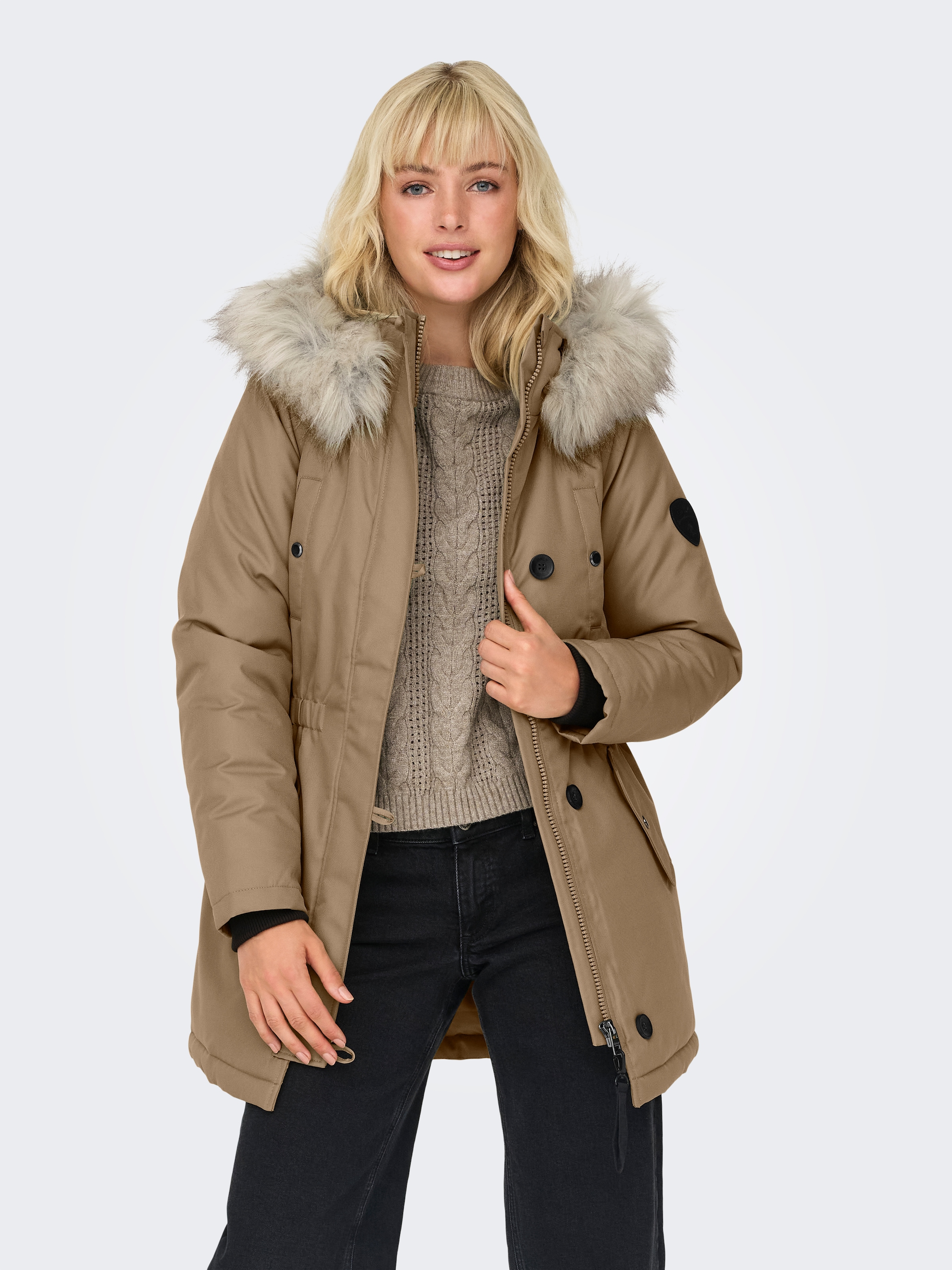 ONLY Parka "ONLIRIS FUR WINTER PARKA LIFE CC OTW", mit Kapuze, mit verdeckt günstig online kaufen