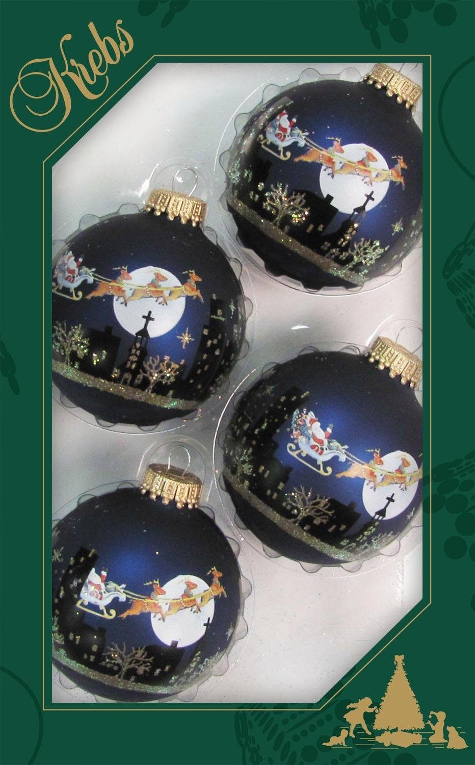 Krebs Glas Lauscha Weihnachtsbaumkugel »Weihnachtsszene, Weihnachtsdeko, Christbaumschmuck«, (Set, 4 St.), Christbaumkugeln aus Glas