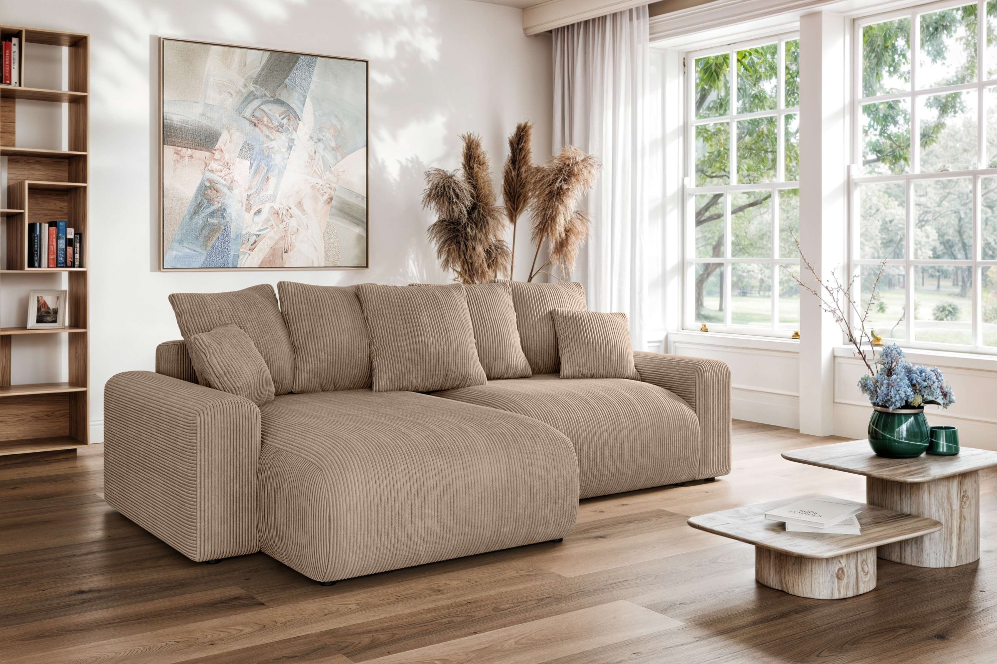 Home affaire Ecksofa »LAKESIDE klein mit Bettfunktion und Bettkasten, B/T/H 235/142/84 cm«, L-Form, Recamiere beidseitig montierbar, mit Wellenunterfederung