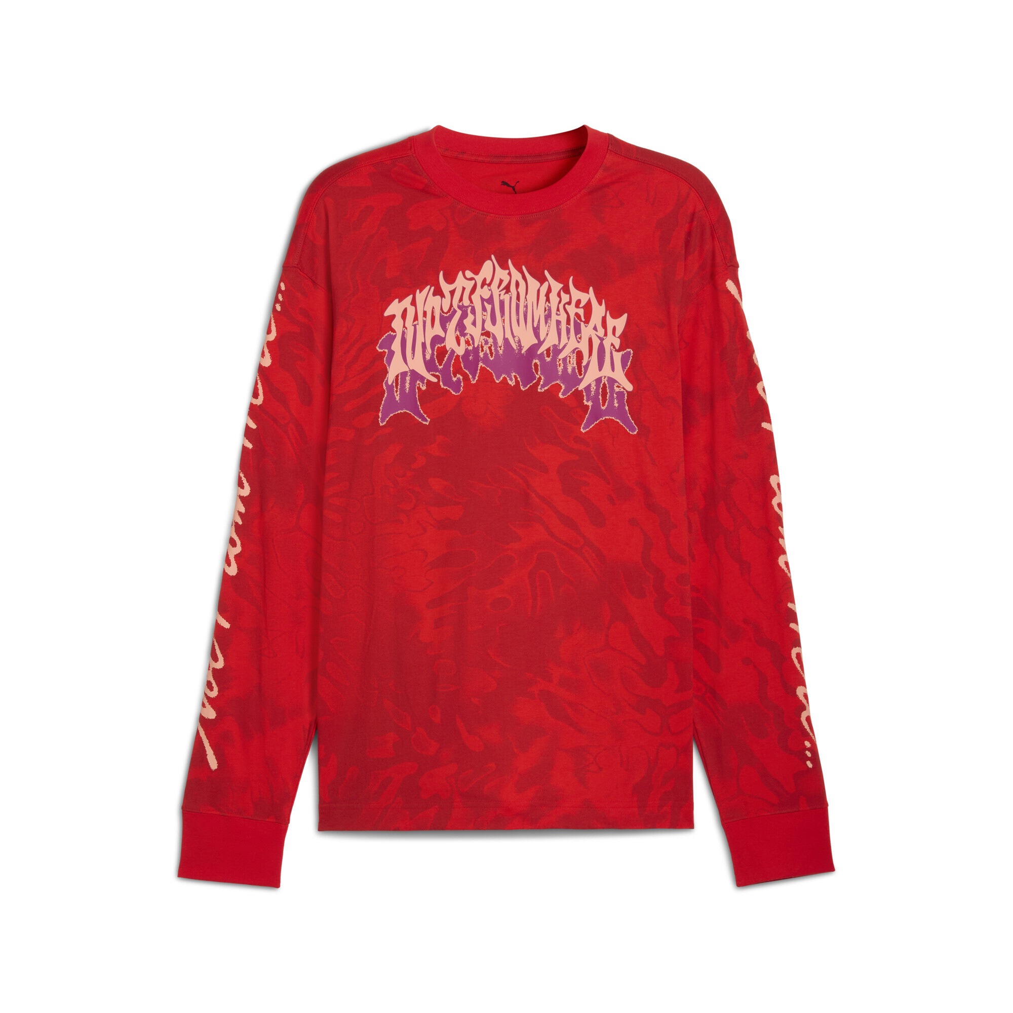 PUMA Herren Trainingsshirt "LaMelo Supernova Langarmshirt mit Print Herren"rot aop, Gr. XS, mehrfarbig, Obermaterial: 100% Baumwolle; Rippe: 29%