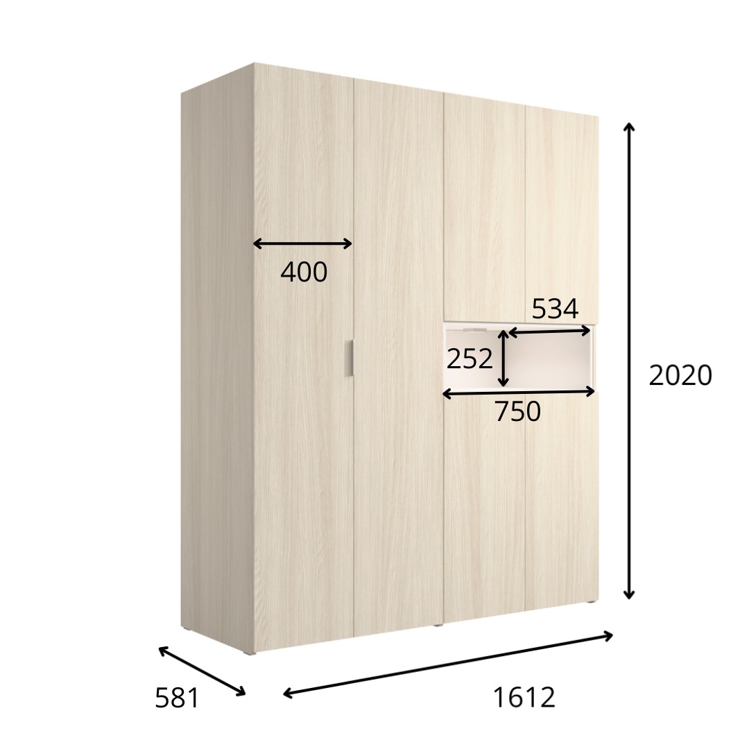 Home affaire Kleiderschrank »CUBIQUE mit/ohne Beleuchtung, Sof-Close System, Breite 161 cm« Garderobe mit Kleiderstange, 5 geschlossenen Fächern, 1 offenem Fach