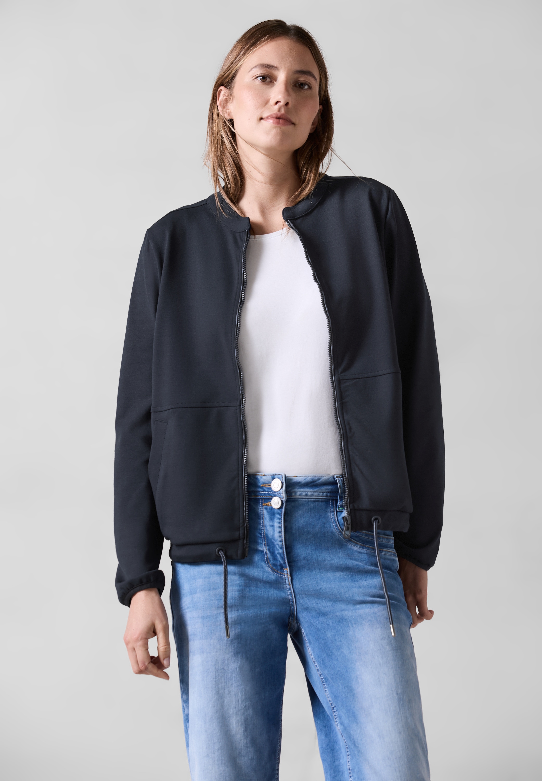 Sweatjacke, mit Tunnelzug am Saum