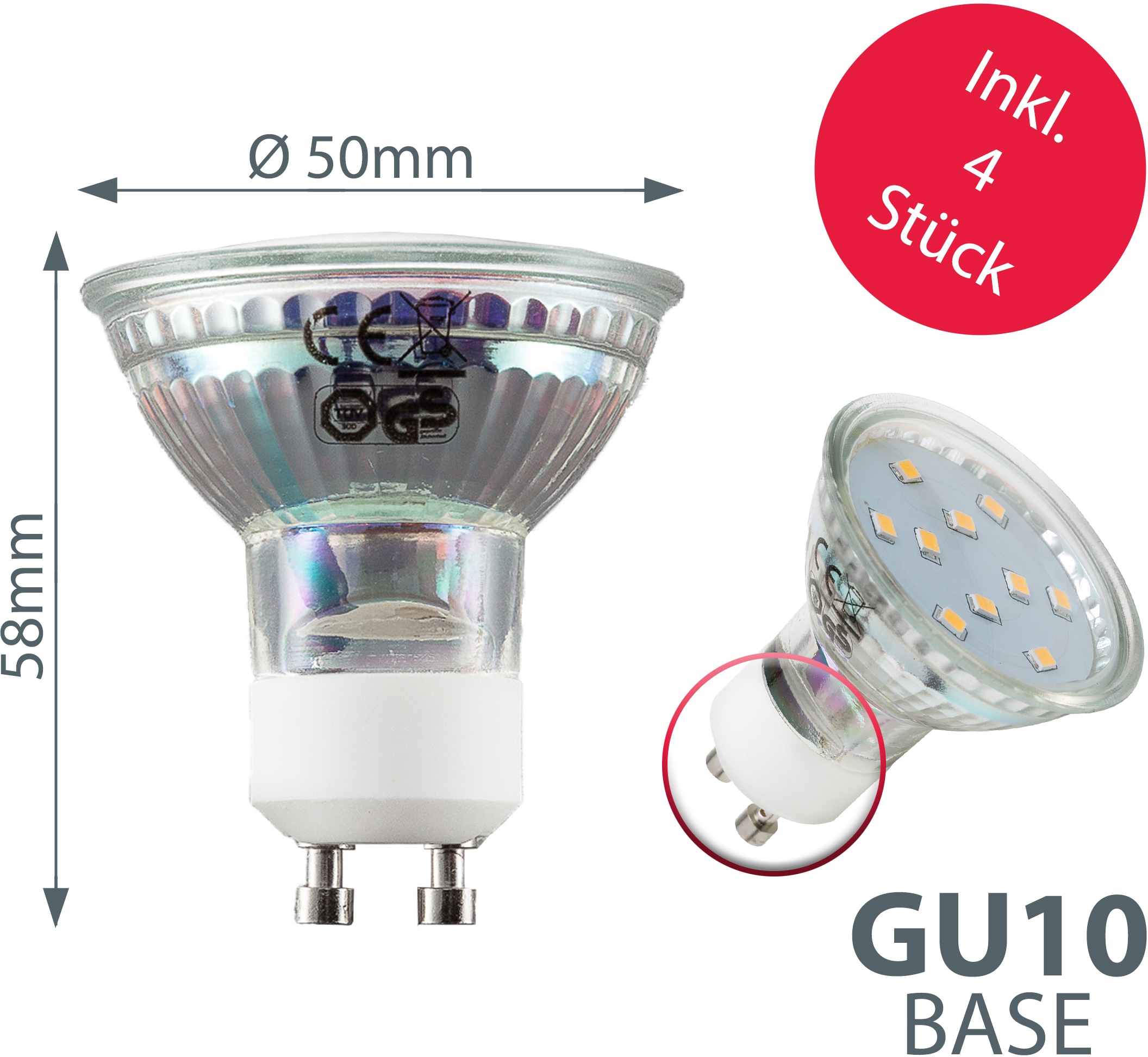 B.K.Licht LED Deckenleuchte »Mercurio«, 4 flammig-flammig, LED Deckenspot, Strahler, Wohnzimmer, Deckenlampe, inkl. 3W 250lm