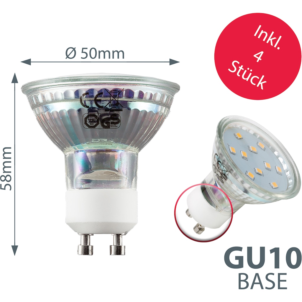 B.K.Licht LED Deckenleuchte »Mercurio«, 4 flammig-flammig, LED Deckenspot, Strahler, Wohnzimmer, Deckenlampe, inkl. 3W 250lm