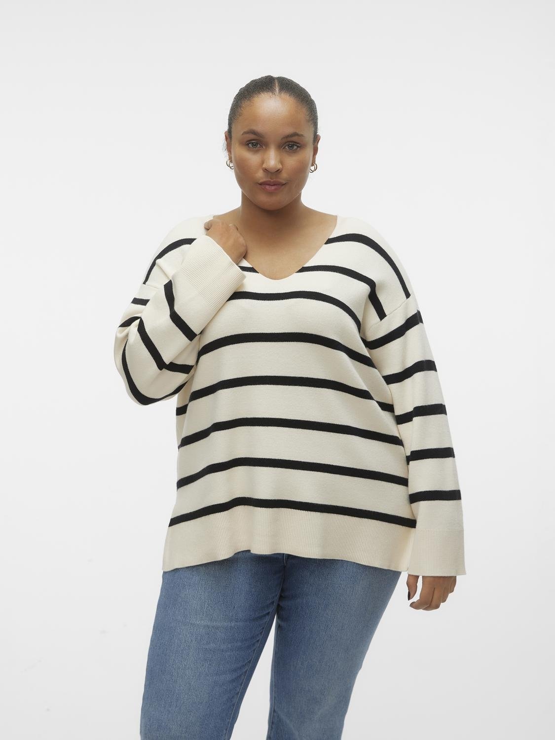 Vero Moda Curve Strickpullover »VMCSABA LS V-NECK PULLOVER GA NOOS CUR«