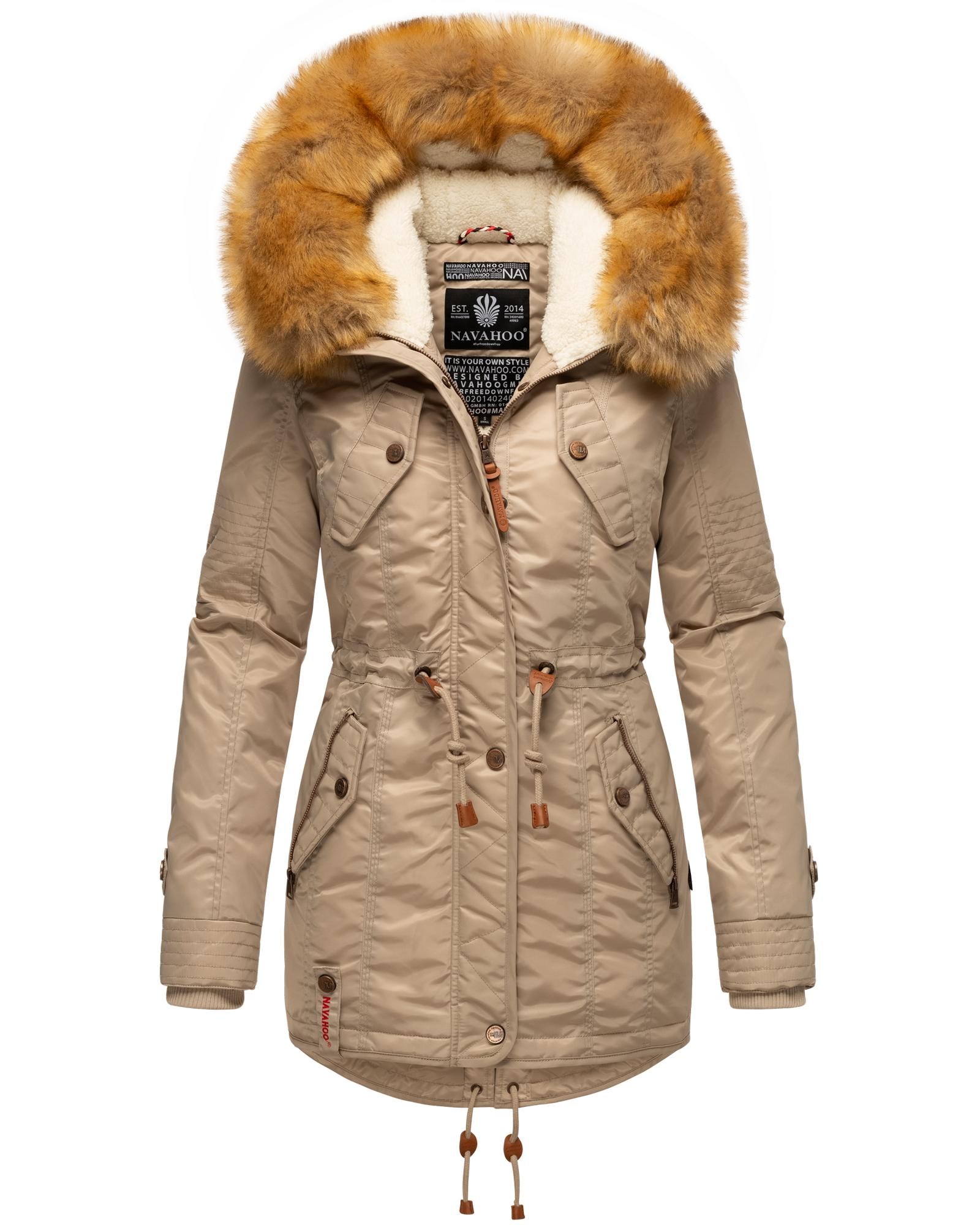 Navahoo Wintermantel "La Viva", hochwertiger Winterparka mit großem Kunstfell