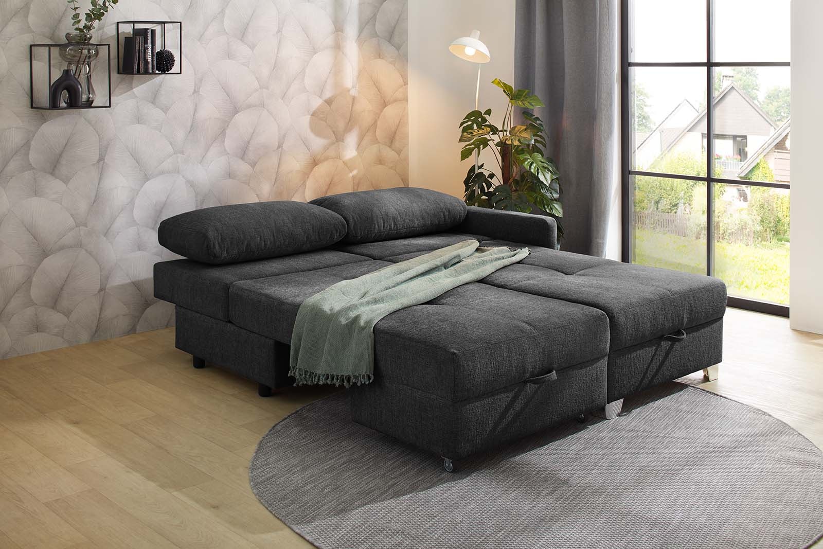 Jockenhöfer Gruppe Ecksofa »Lemberg, Dreh-Schwenk-Ottomane«, inklusive Relax- und Schlaffunktion, Ottomane links/ rechts montierbar