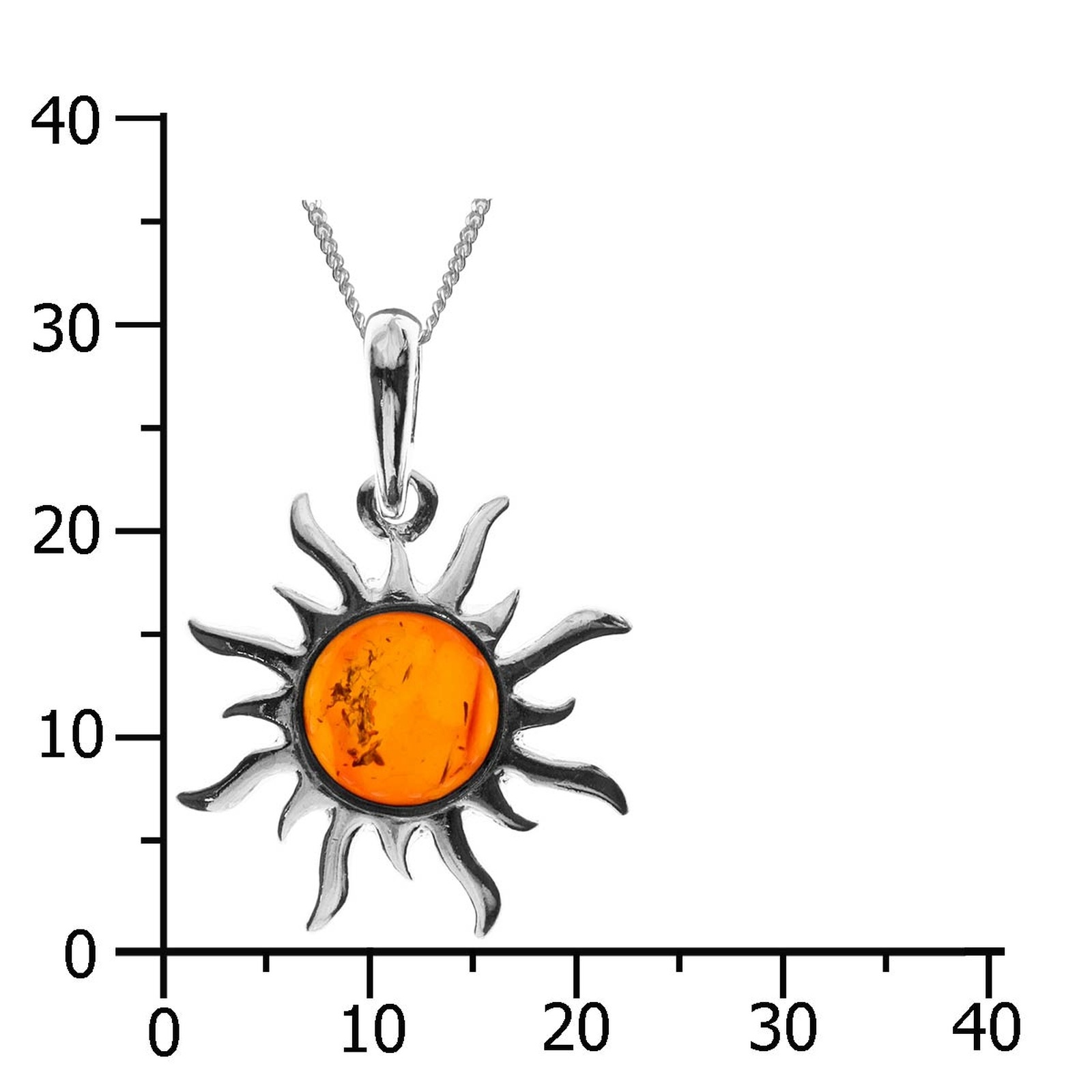OSTSEE-SCHMUCK Kette mit Anhänger »- Sonne 25 mm - Silber 925/000 - Bernstein«