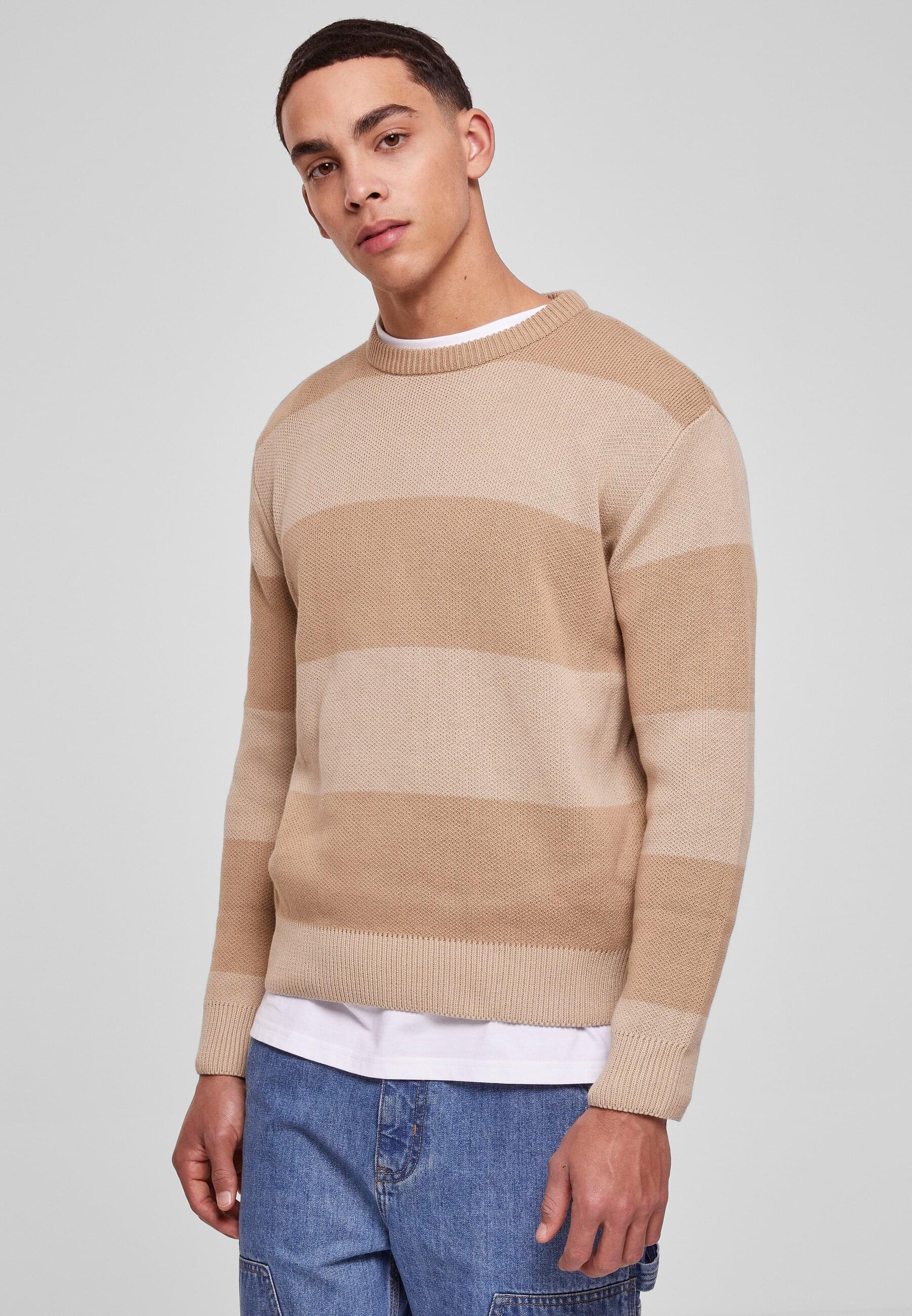 URBAN CLASSICS Rundhalspullover »Urban Classics Herren Heavy Oversized Striped Sweatshirt«, (1 tlg.)