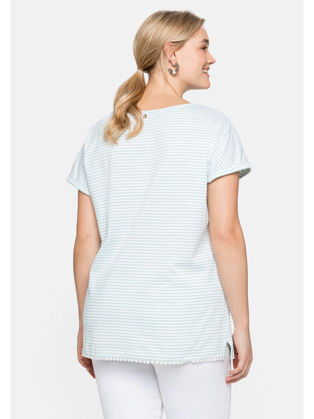 Sheego Oversize-Shirt »Große Größen«, mit online am Dekokante Ringeln und Saum kaufen garngefärbten BAUR 