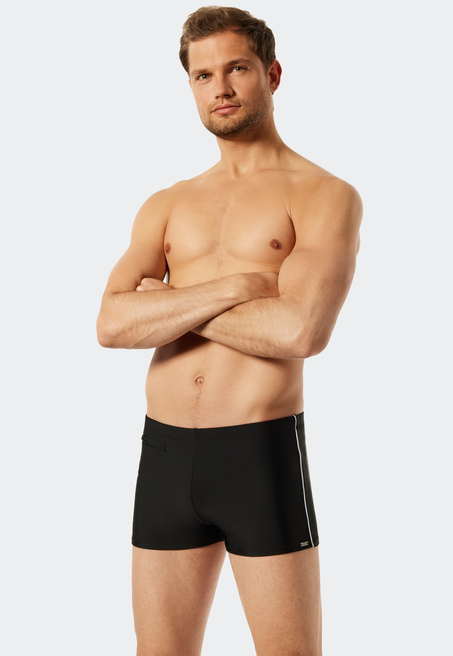 Schiesser Badehose "Nautical Casual" Mit Seitlichen Streifen, Flache Reißverschlusstasche