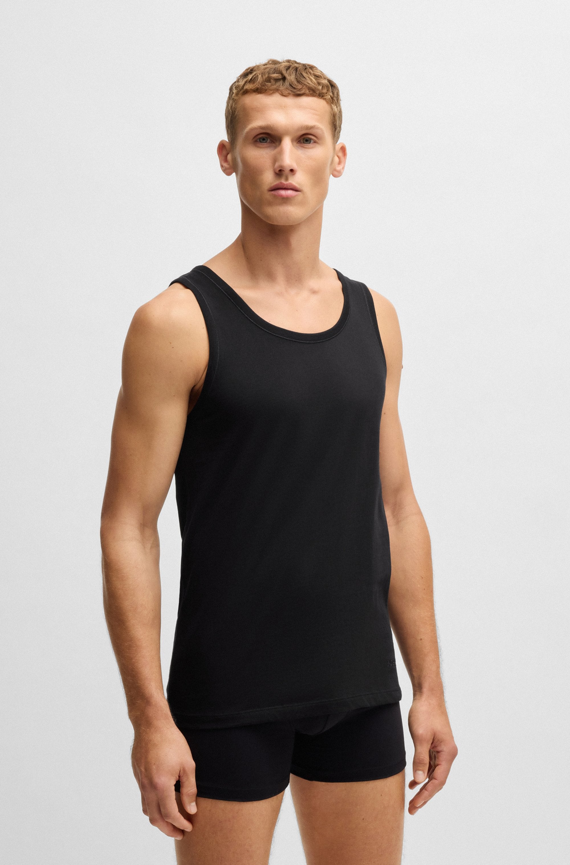 BOSS Unterhemd »Tank Top 3P CO«, (Packung, 3 St.), mit Rippbündchen