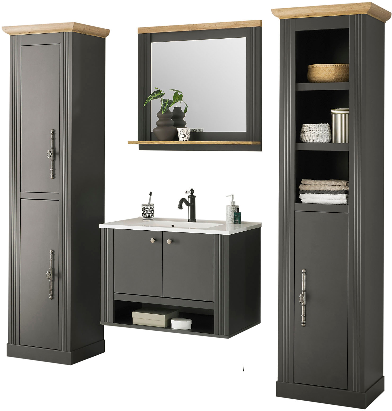 Home affaire Badmöbel-Set "WESTMINSTER, Bad im Landhausstil, 4-teiliges Bad günstig online kaufen