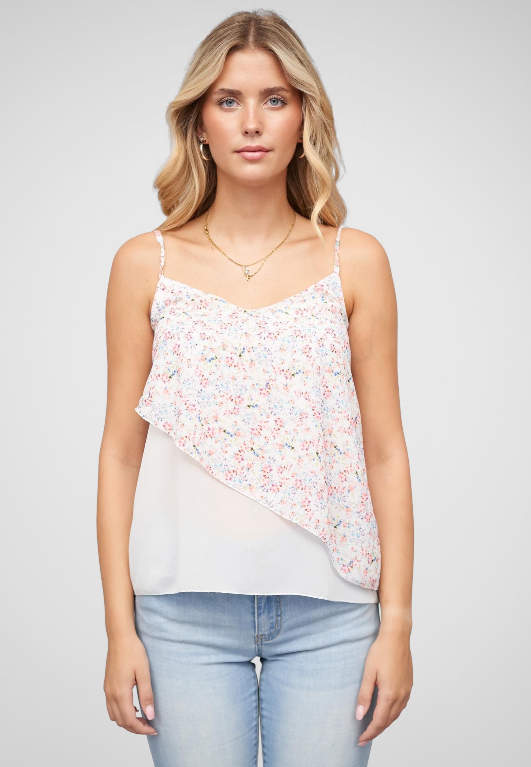 CLOUD 5IVE Muskelshirt »CLOUD 5IVE Chiffon Top 2-lagig V-Neck Blumen Print« 1 Stk. tlg.