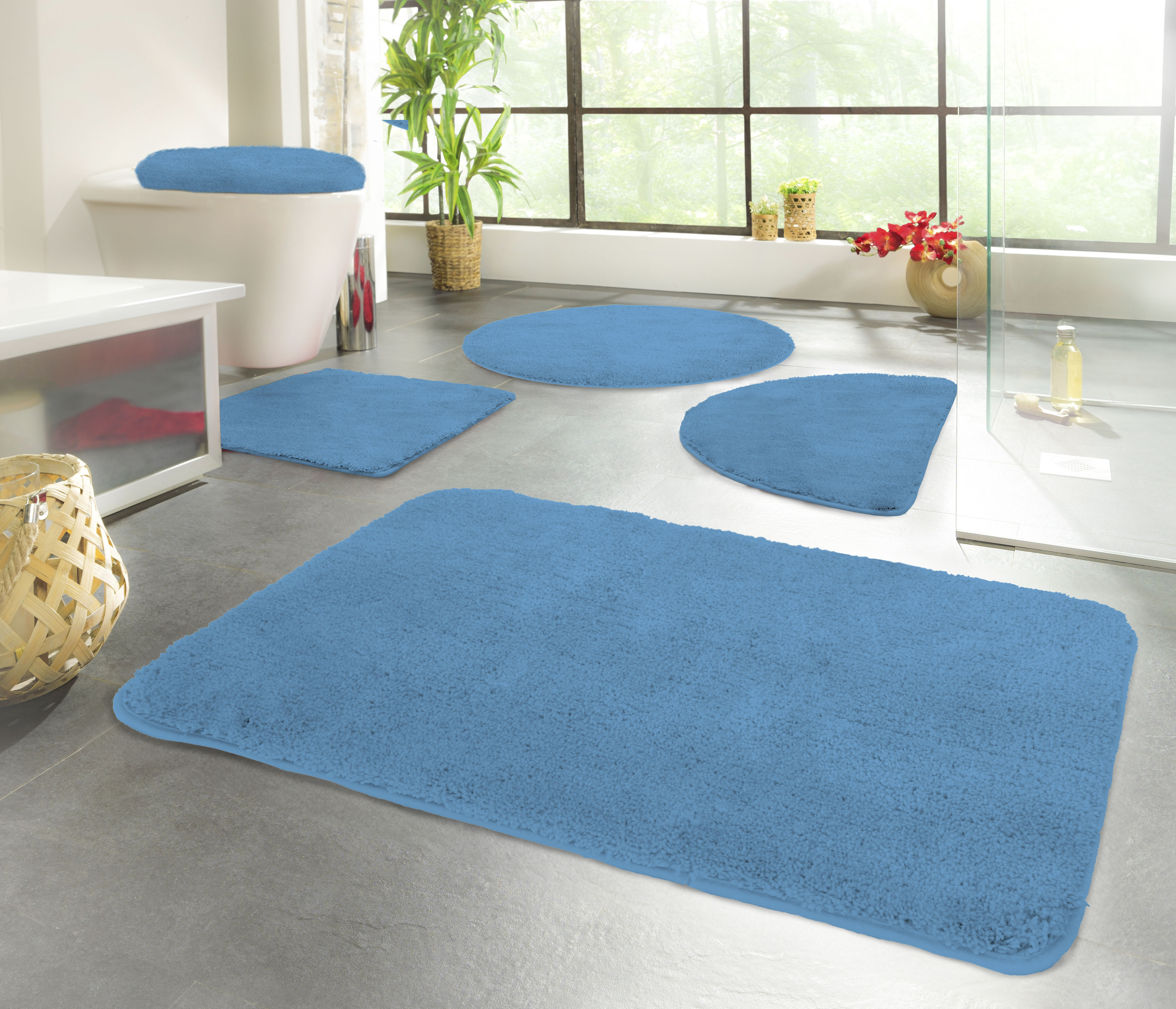 KiNZLER Badematte "Chaozhou, Badvorleger, Badezimmer Teppich" Höhe 20 mm rutschhemmend beschichtet fußbodenheizungsgeeignet Badteppich, Uni Farben, weich, als rechteckig, rund & Set erhältlich