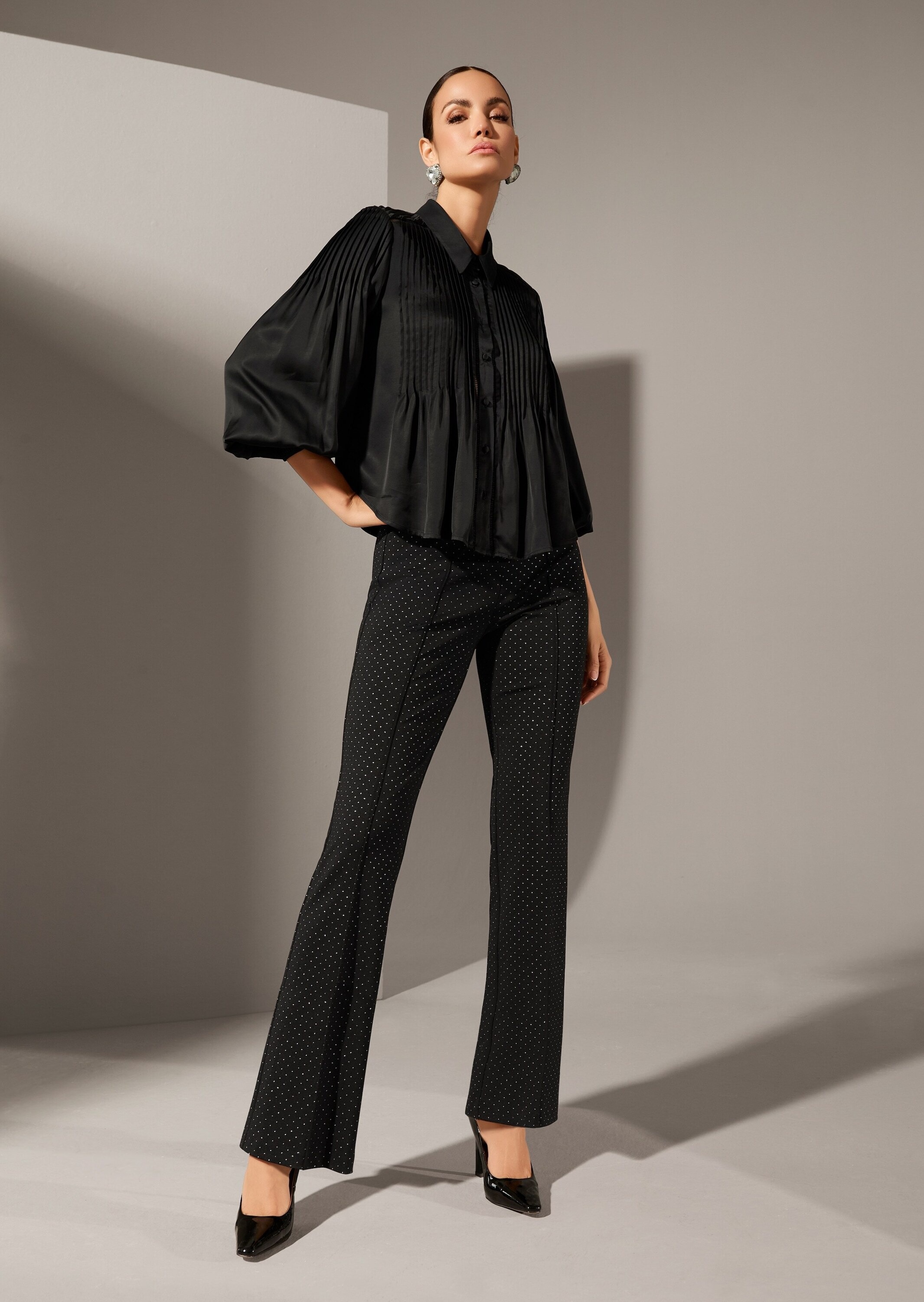 Madeleine Jerseyhose Glitzer Wide Leg Trousers Black Size 40 3