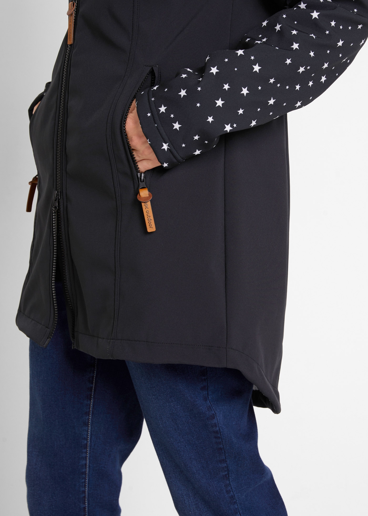 bonprix Softshelljacke mit Kapuze Winterjacke mit Kapuze und Teddyfell