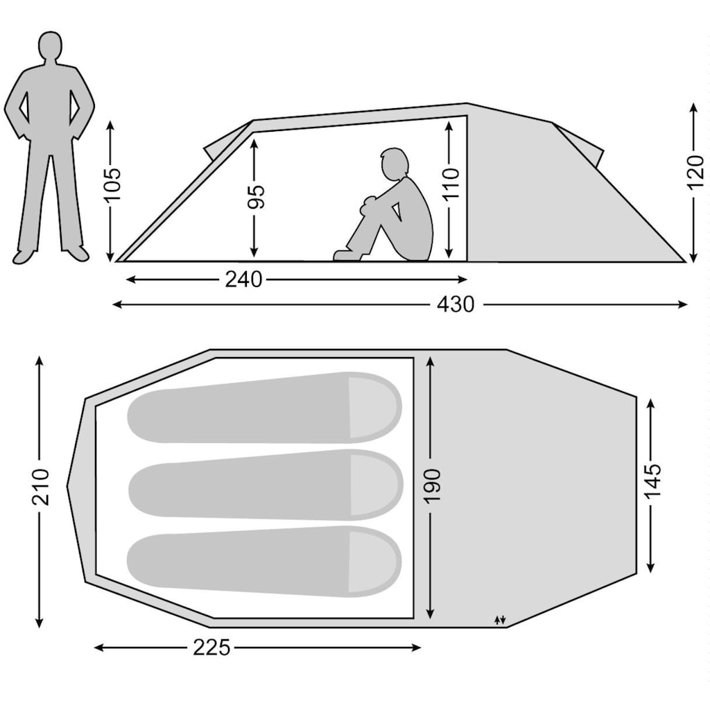Nordisk Tunnelzelt »Oppland 3 SI«, 3 Personen