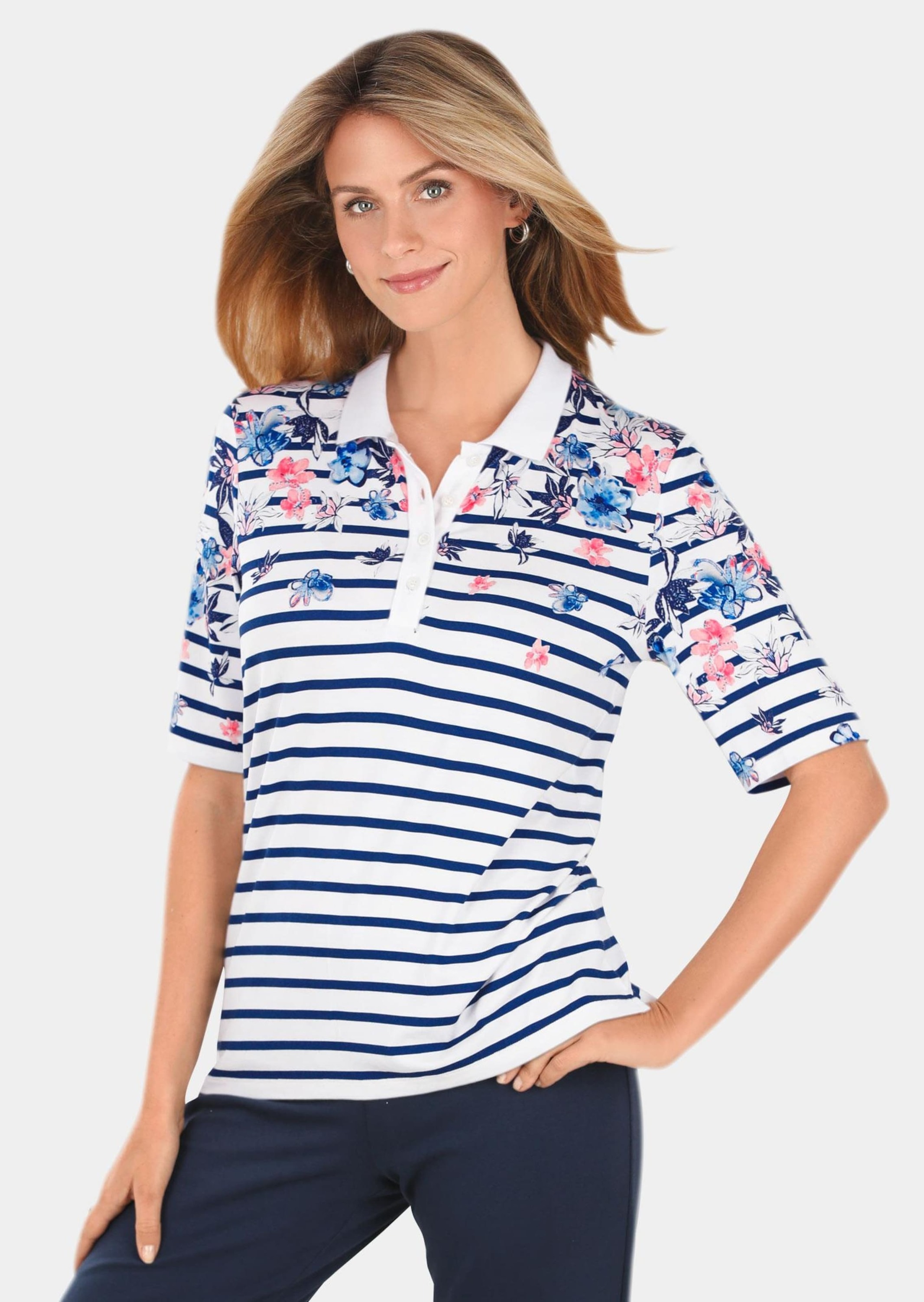 GOLDNER Poloshirt »Kurzgröße Hautangenehmes Druck-Poloshirt«