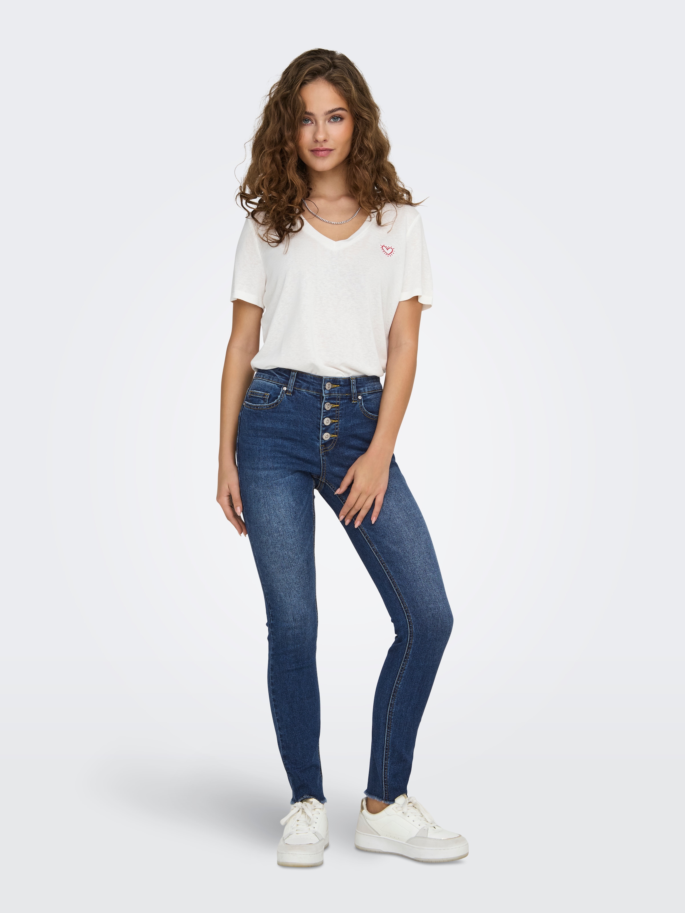 ONLY Skinny-fit-Jeans »ONLMIA MID WAIST BUTTON SK RW ANK BOX«