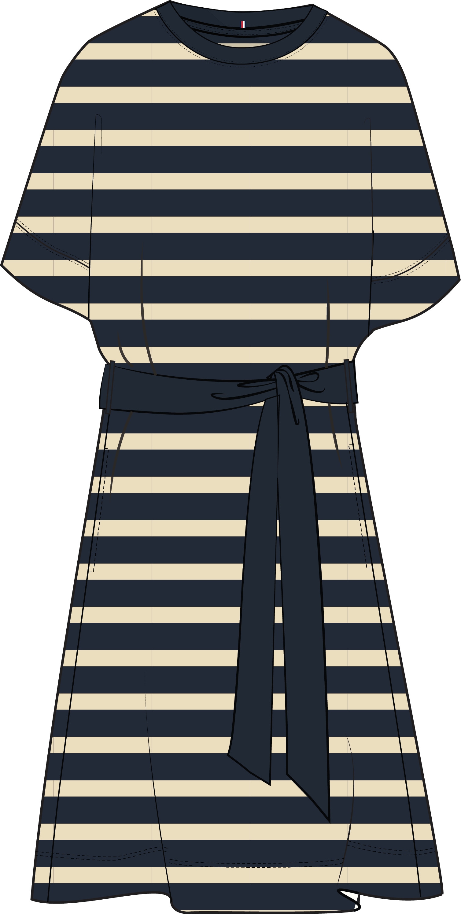 Tommy Hilfiger A-Linien-Kleid »COTTON INTERLOCK SHORT DRESS«, mit Bindeband
