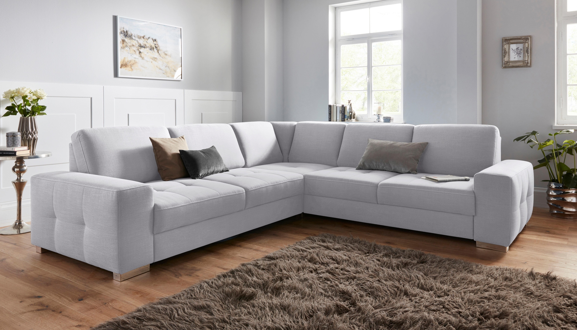 sit&more Ecksofa "Santorini L-Form" mit Federkern und Sitztiefenverstellung, wahlweise mit Schlaffunktion