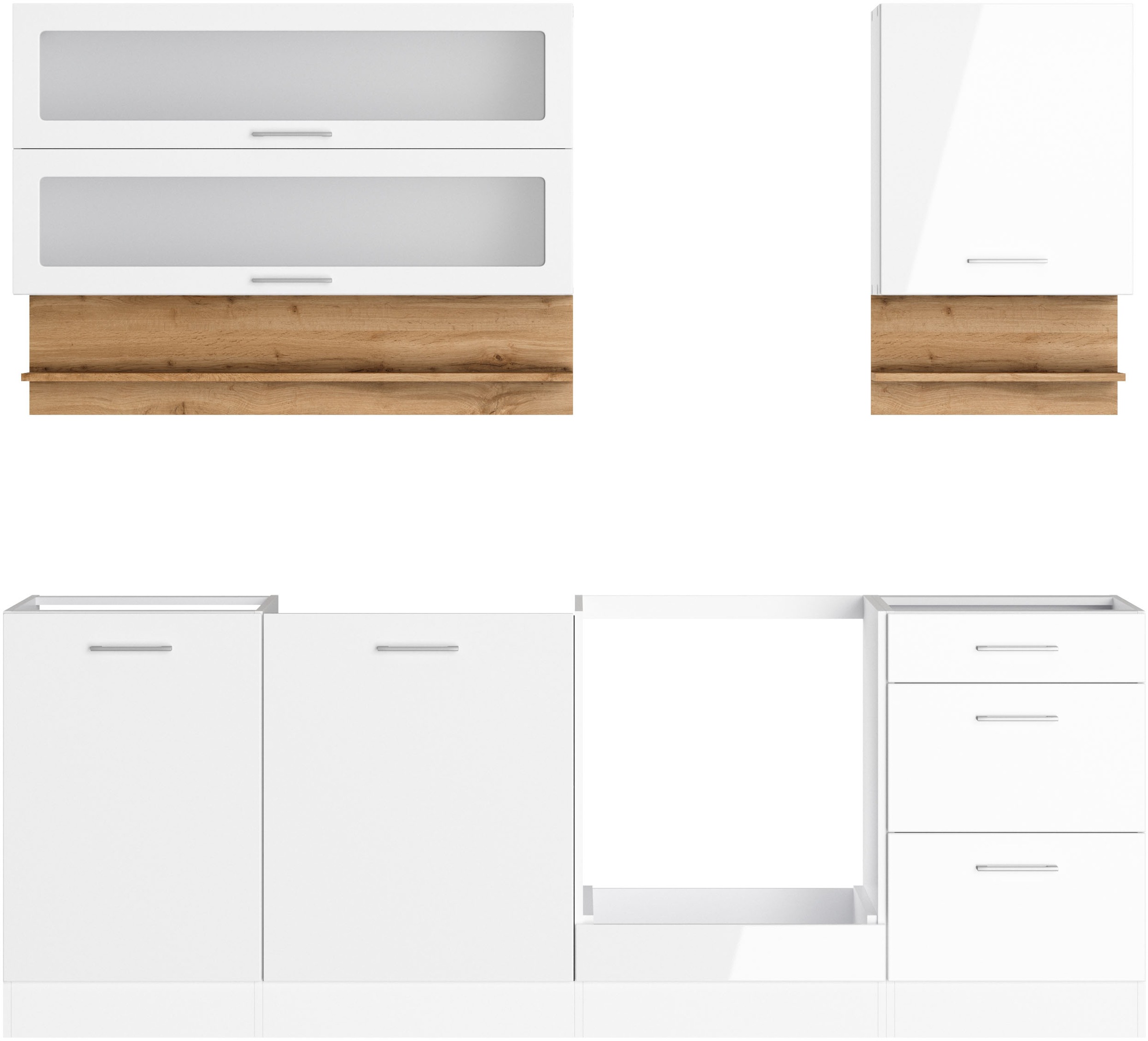 KOCHSTATION Küchenzeile "KS-Milan", 220 cm breit, robuste Metallauszüge, vi günstig online kaufen