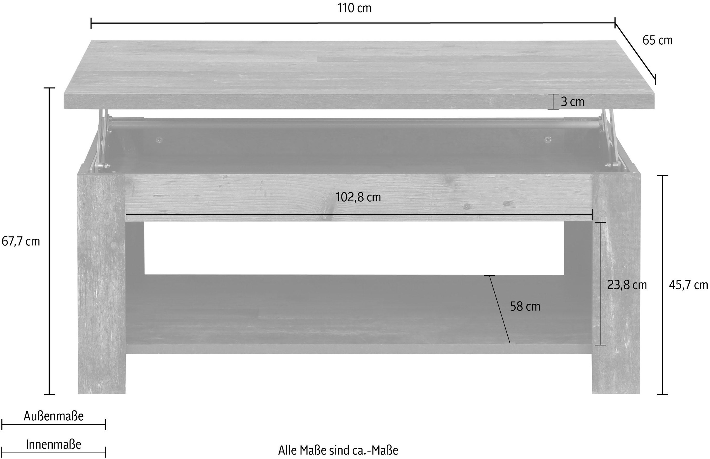 FORTE Couchtisch »Clif«, mit Funktion, Breite 110 cm