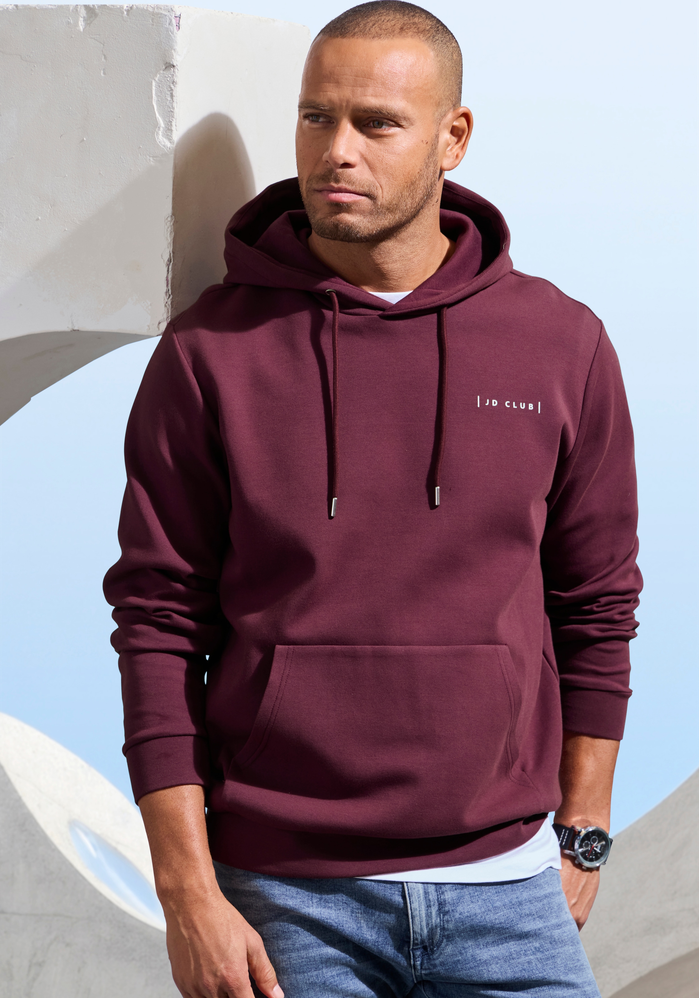 John Devin Hoodie, hochwertige Qualität mit dezentem Logodruck vorn