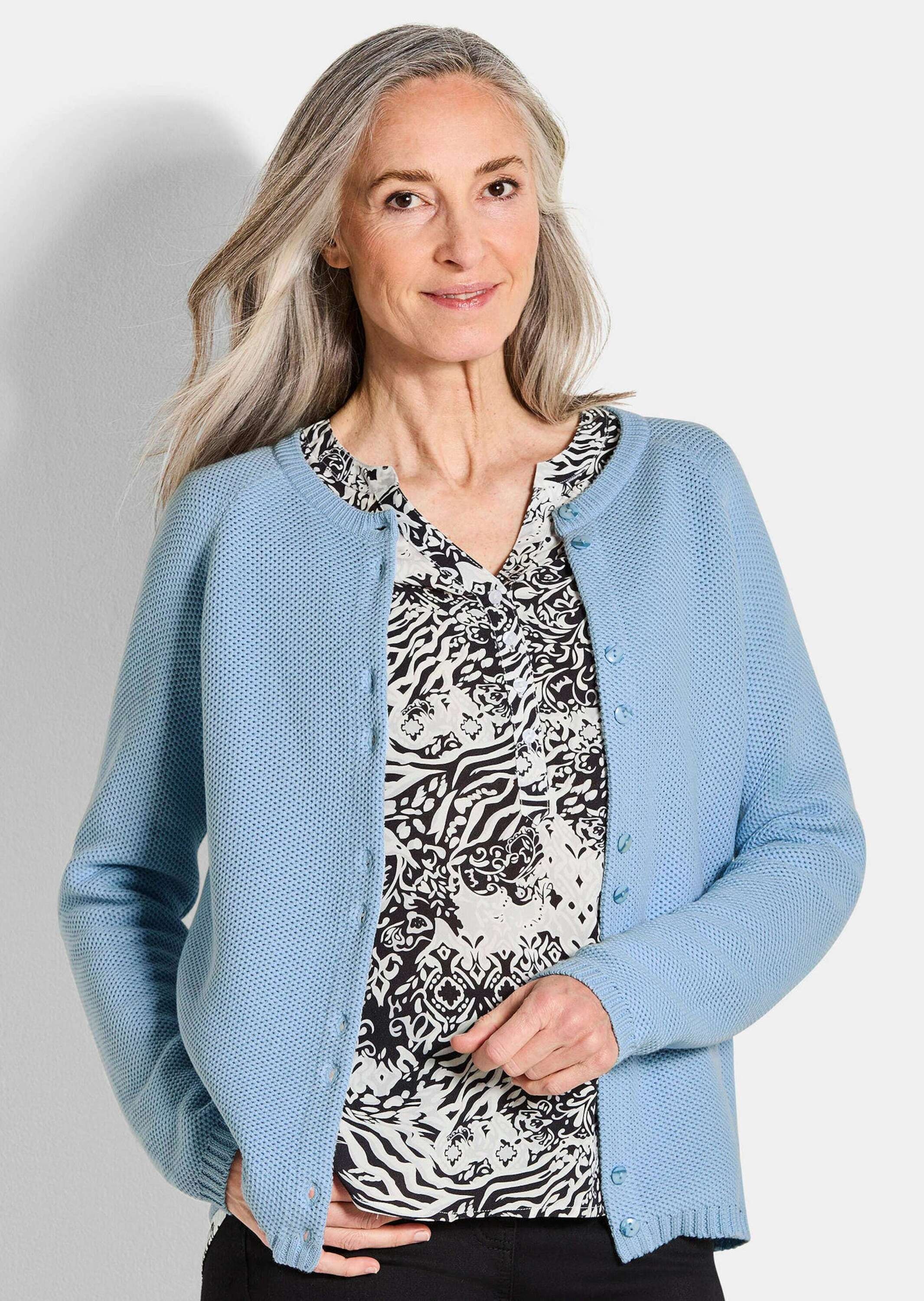 Goldner Short Length Cotton Cardigan Light Blue Size 22 2