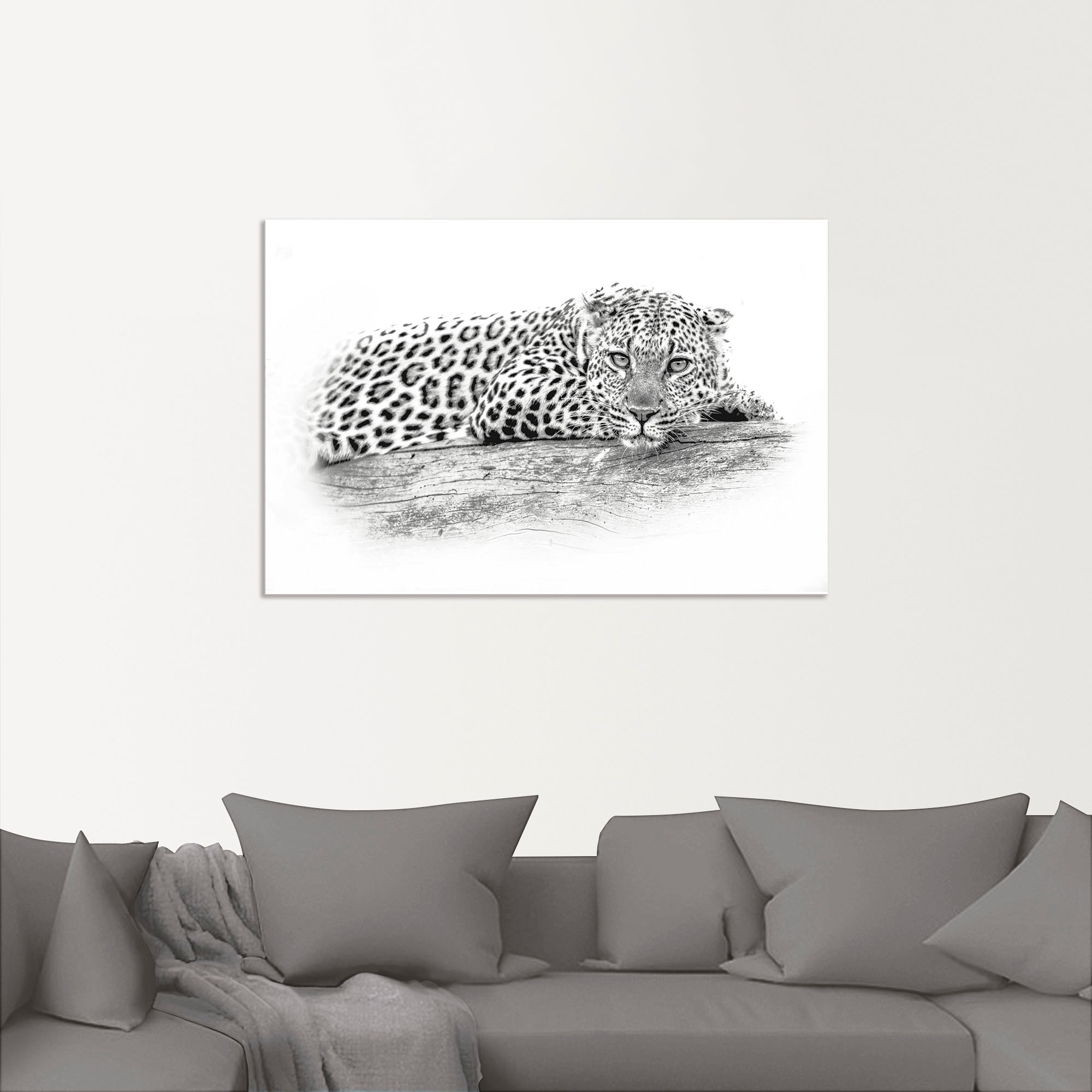 Artland Wandbild »Leopard High Key Optik«, Wildtiere, (1 St.), als Alubild, Leinwandbild, Wandaufkleber oder Poster in versch. Größen