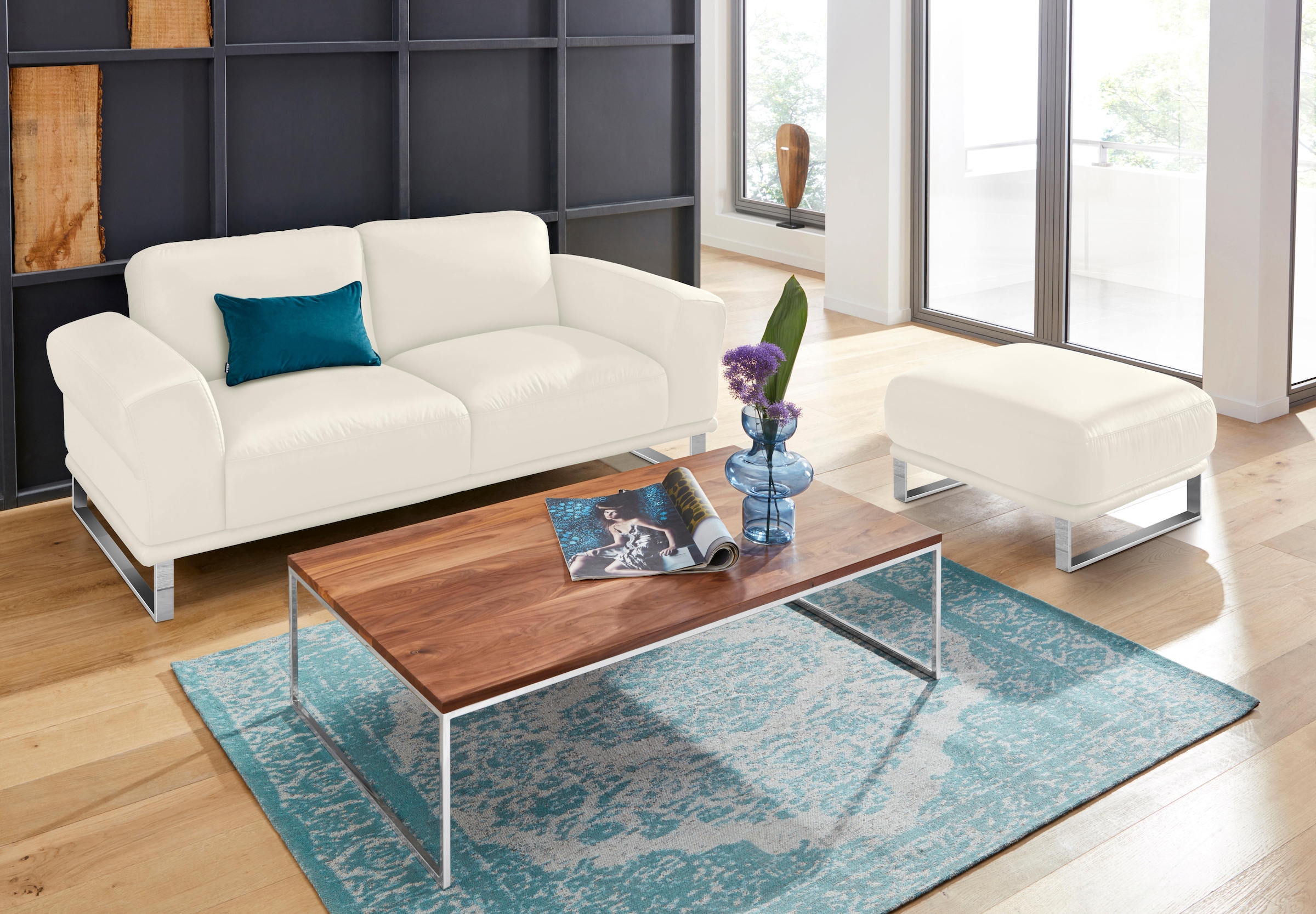 W.SCHILLIG Hocker »montanaa«, mit Metallkufen in Chrom glänzend, Breite 71 cm