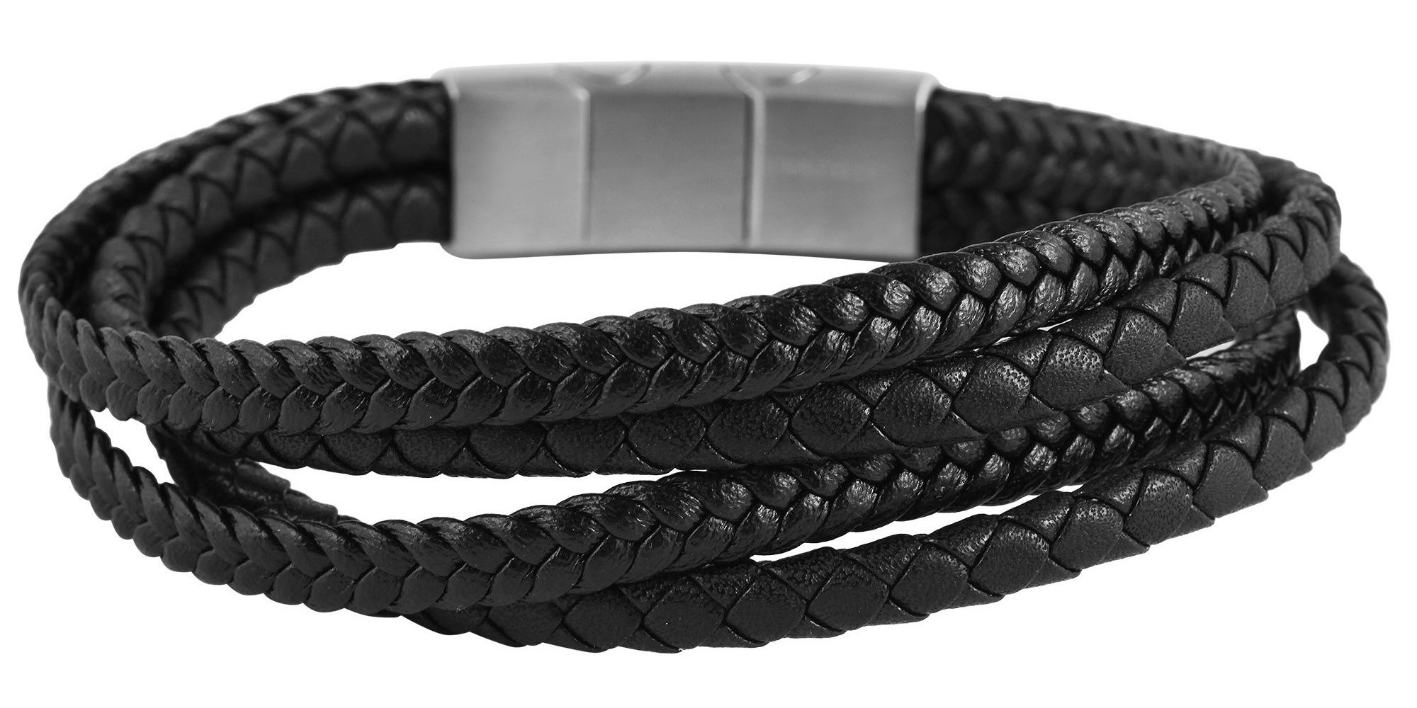 Adelia's Unisex Leather Bracelet Black 22cm