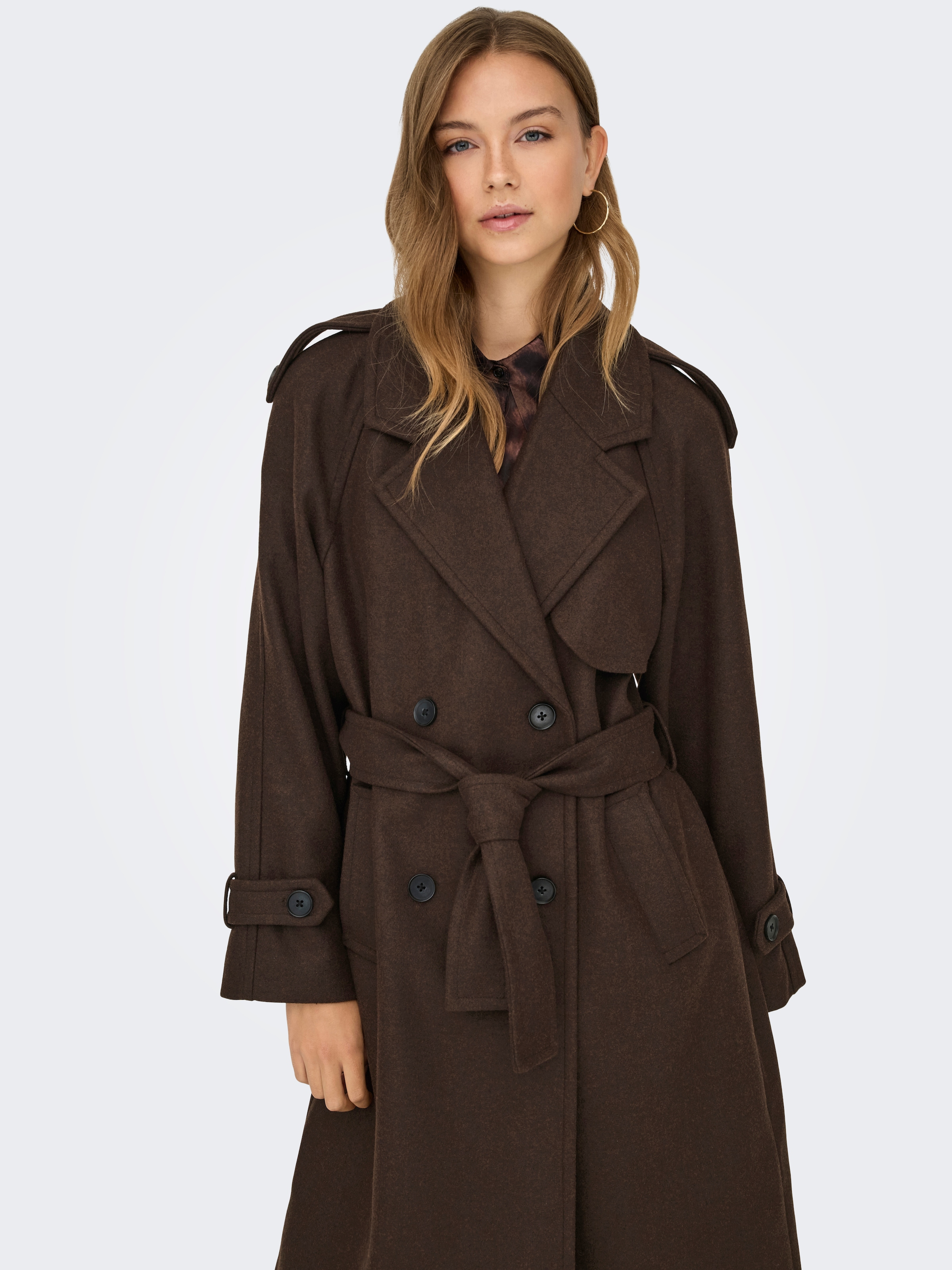 ONLY Langmantel »ONLDEAR-TRILLION LONG BELT COAT PNT NOOS« Kunstfaser