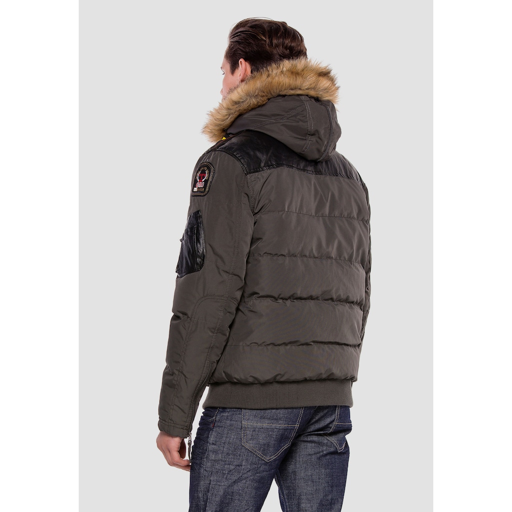 Cipo & Baxx Winterjacke, mit abnehmbaren Pelzkragen