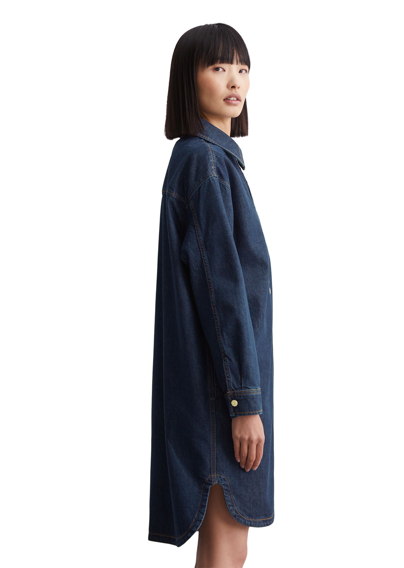 Marc O'Polo DENIM Hemdblusenkleid »aus dunkelblauem Rigid Denim«