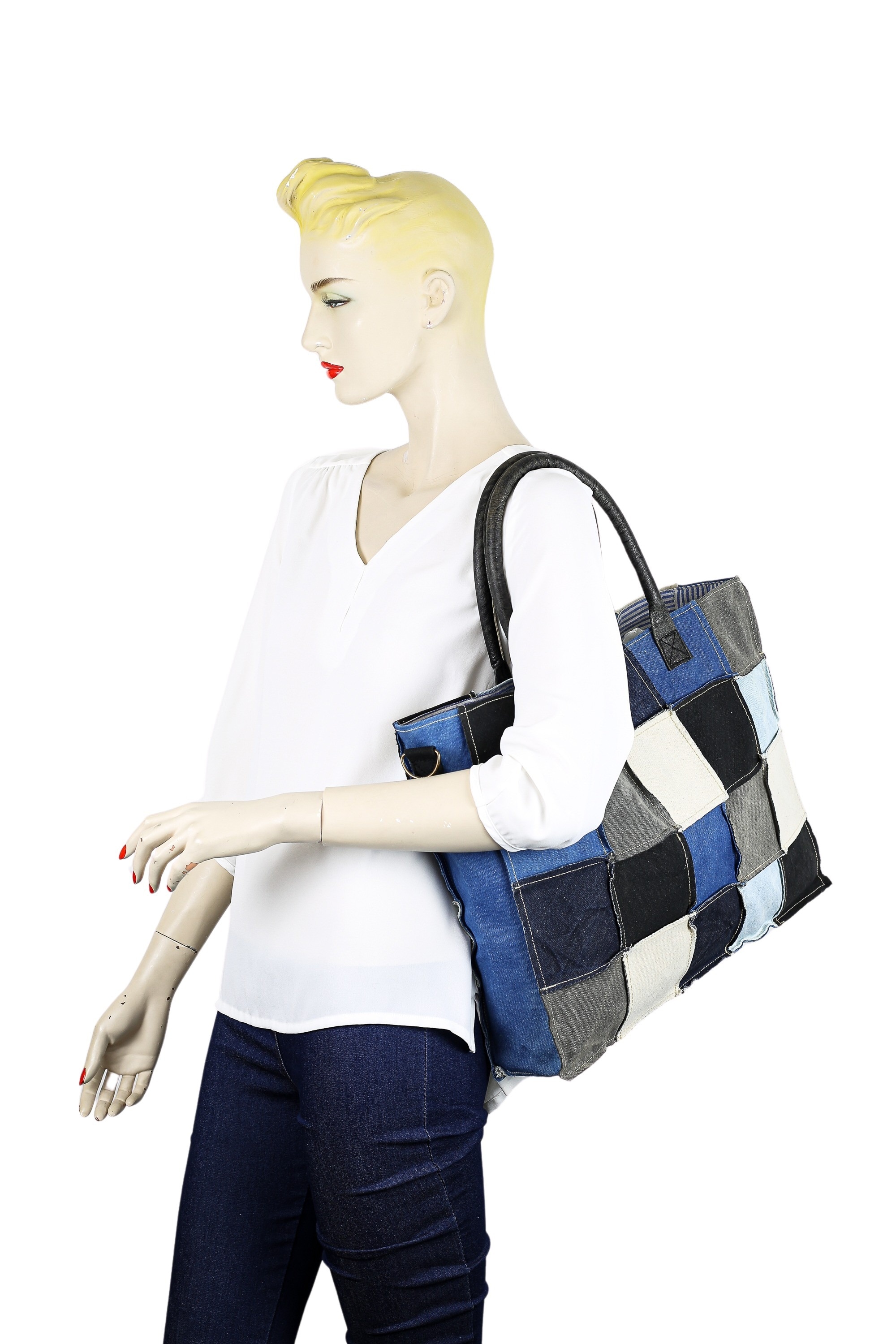 COLLEZIONE ALESSANDRO Schultertasche »Patchwork Jeans«, aus 45 Jeanspatches genäht