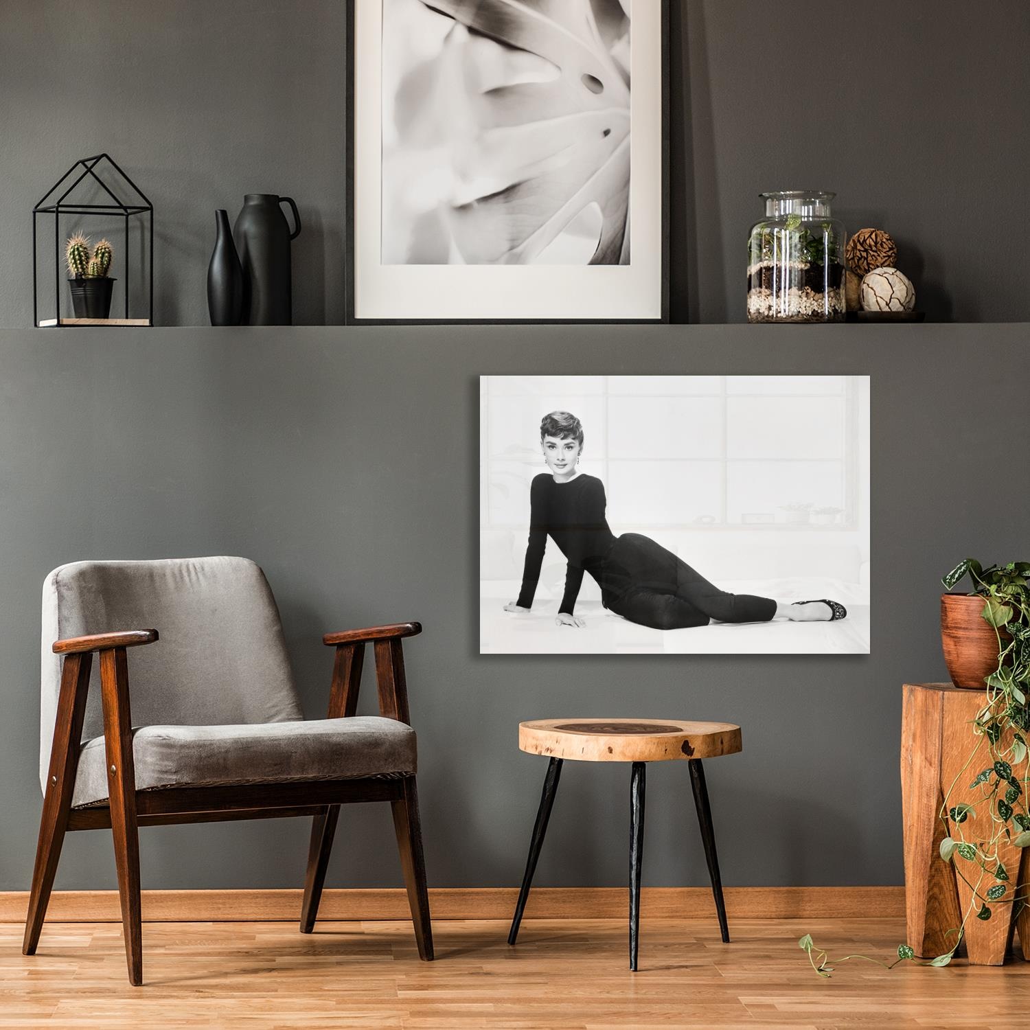 queence Acrylglasbild "Audrey", Schwarz-Weiß-Stars-Frau-Portrait-Foto-Film- günstig online kaufen